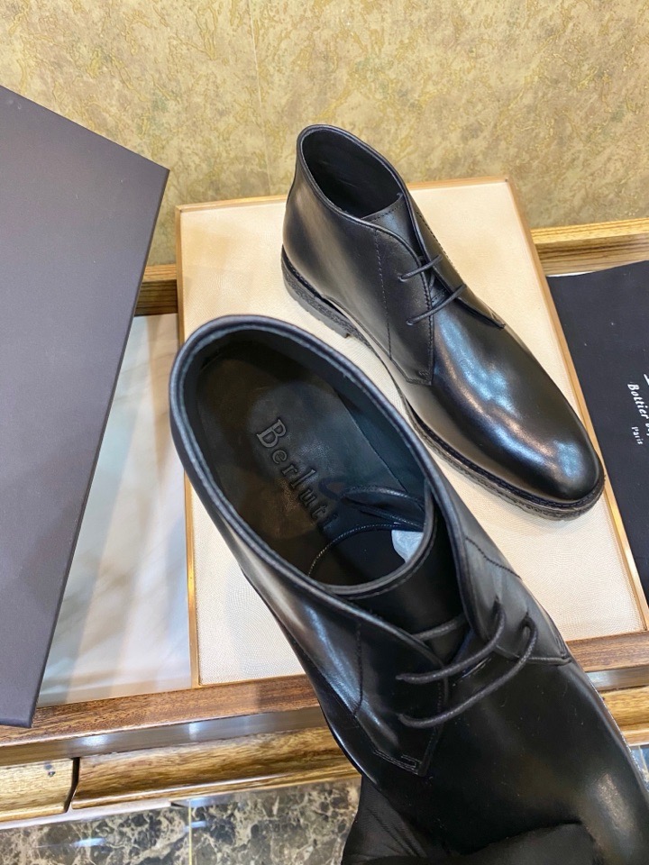 Ботинки мужские Berluti Brunico из гладкой натуральной кожи чёрного цвета