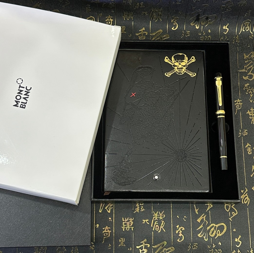 Набор канцелярский в стиле Montblanc: блокнот и ручка (чёрного цвета)