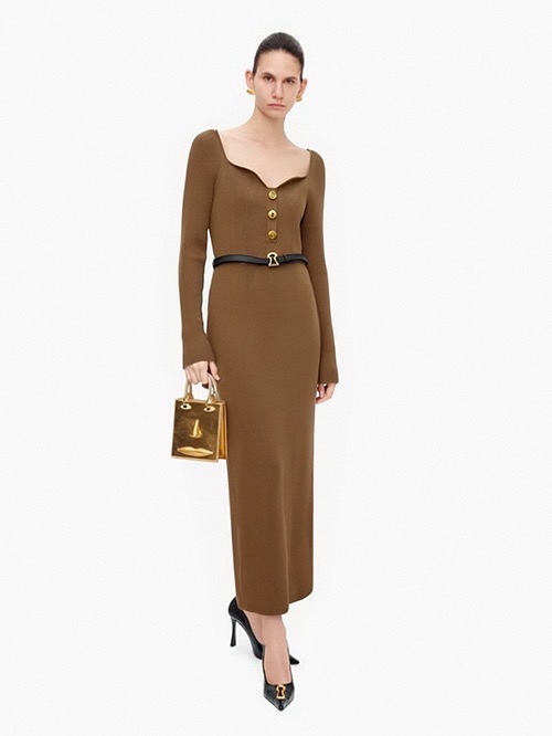 Платье женское Schiaparelli с квадратным вырезом коричневого цвета