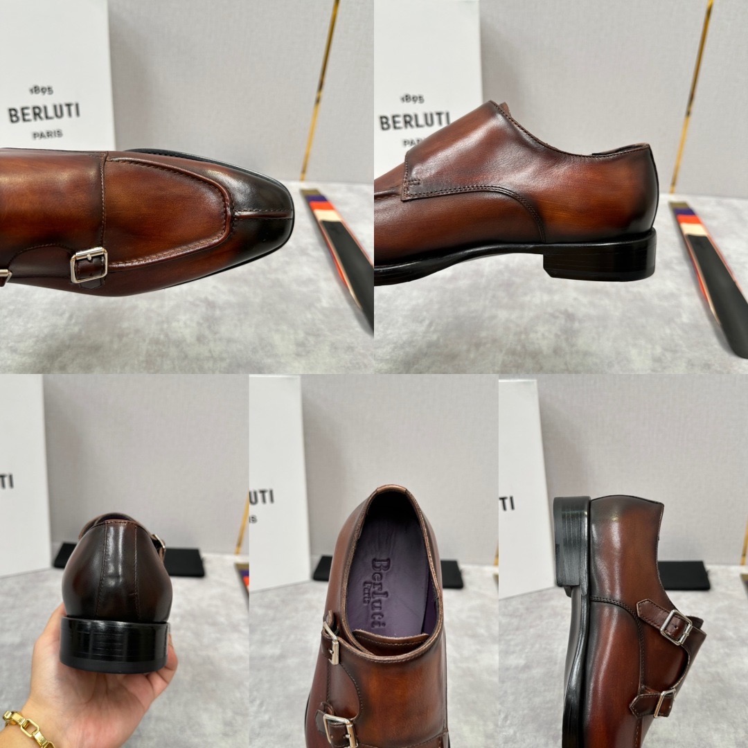 Туфли мужские в стиле Berluti монки коричневого цвета