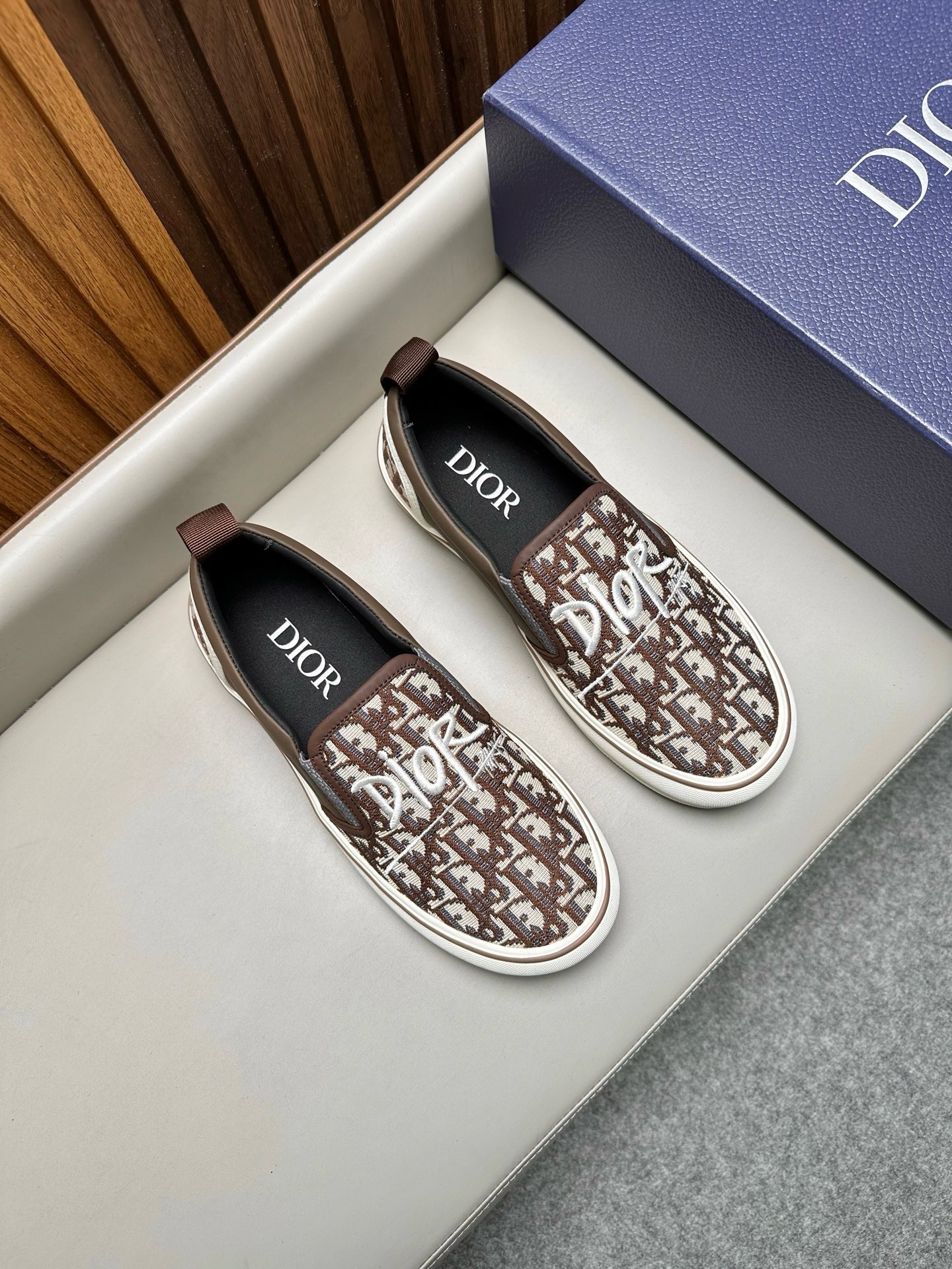 Слипоны мужские Dior Saltwind коричневого цвета