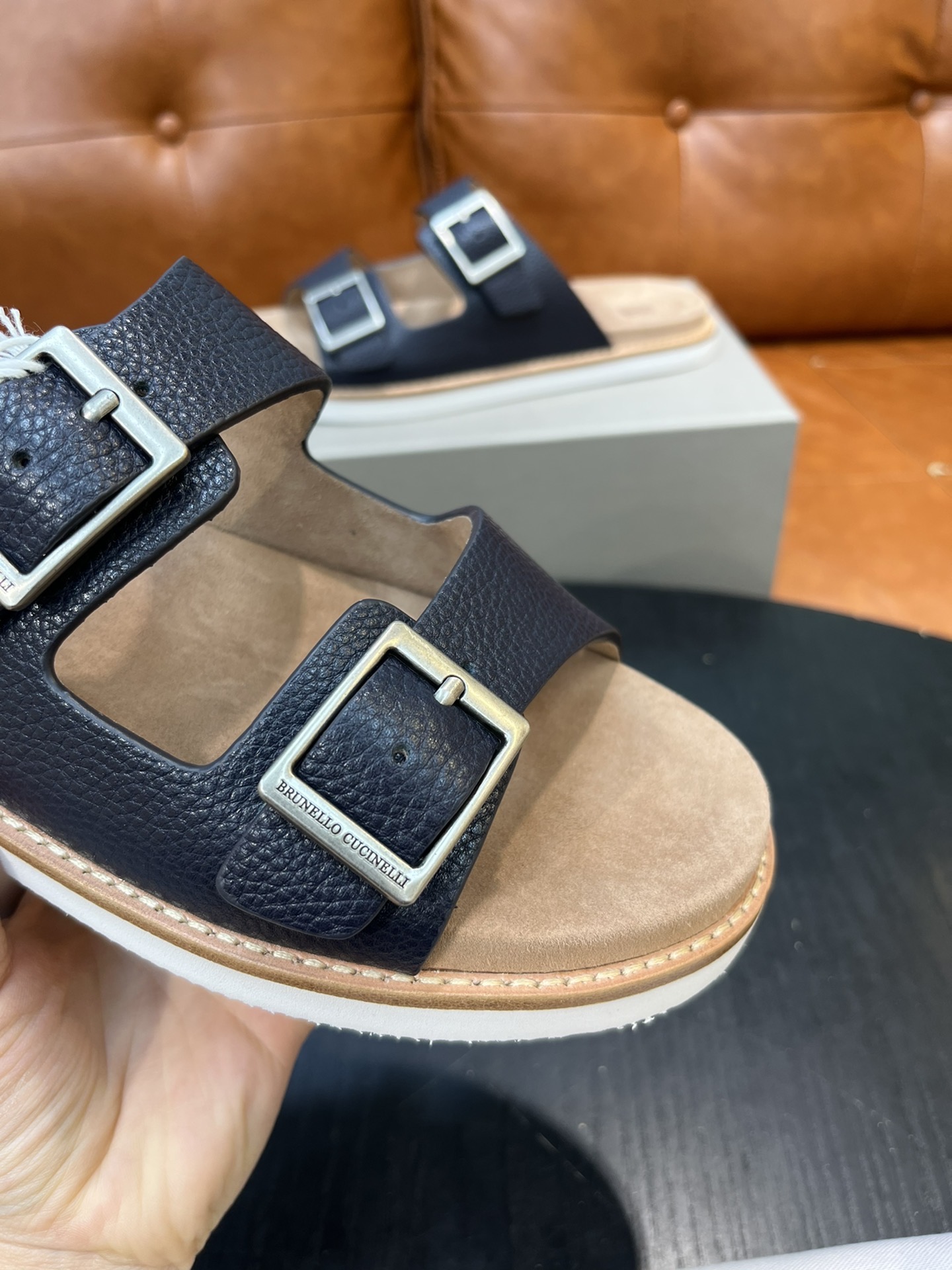 Сандалии мужские в стиле Brunello Cucinelli чёрного цвета