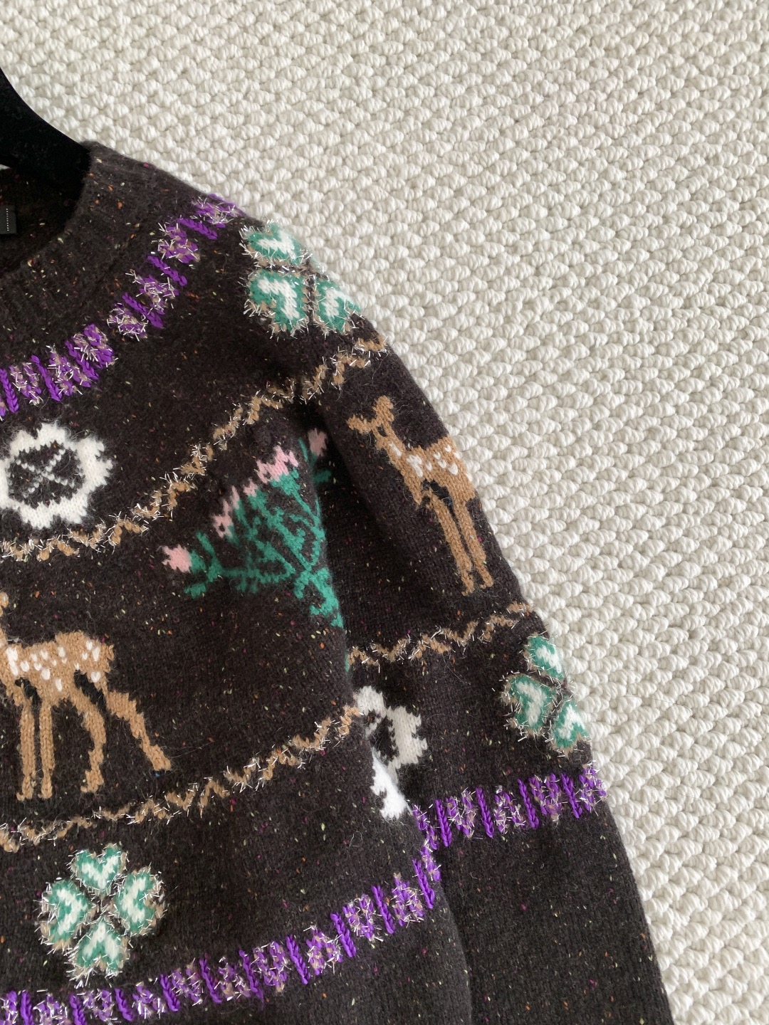 Кардиган женский в стиле Chanel с жаккардовым узором тёмно-коричневого цвета