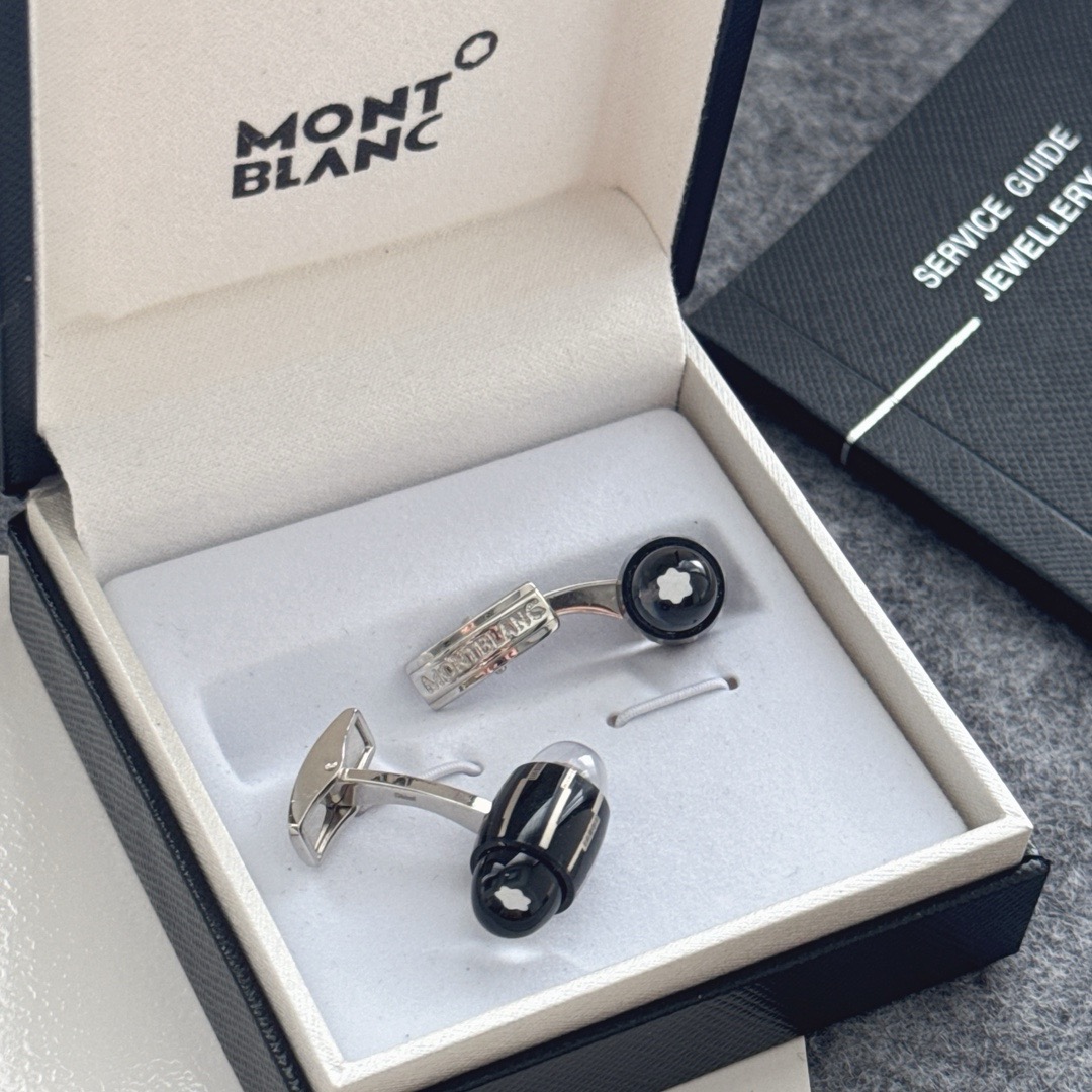 Запонки мужские Montblanc с чёрными вставками