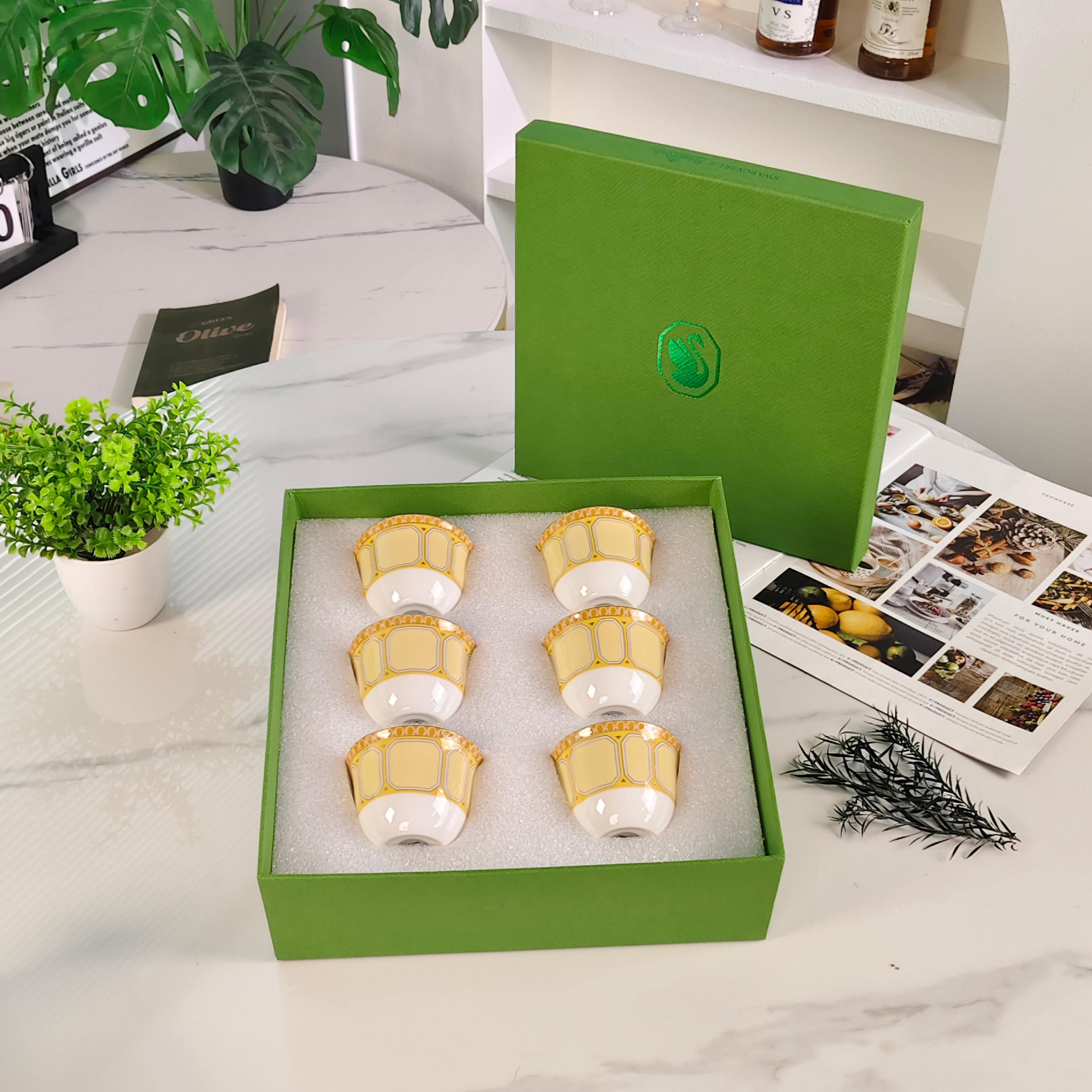 Чайный набор  в стиле Swarovski x Rosenthal из керамики жёлтого цвета