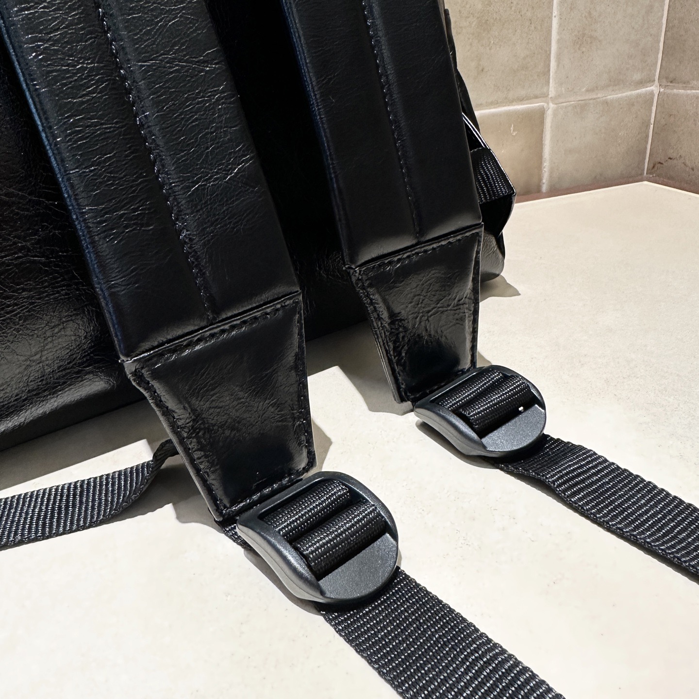 Рюкзак мужской в стиле Balenciaga Monaco из натуральной кожи чёрного цвета