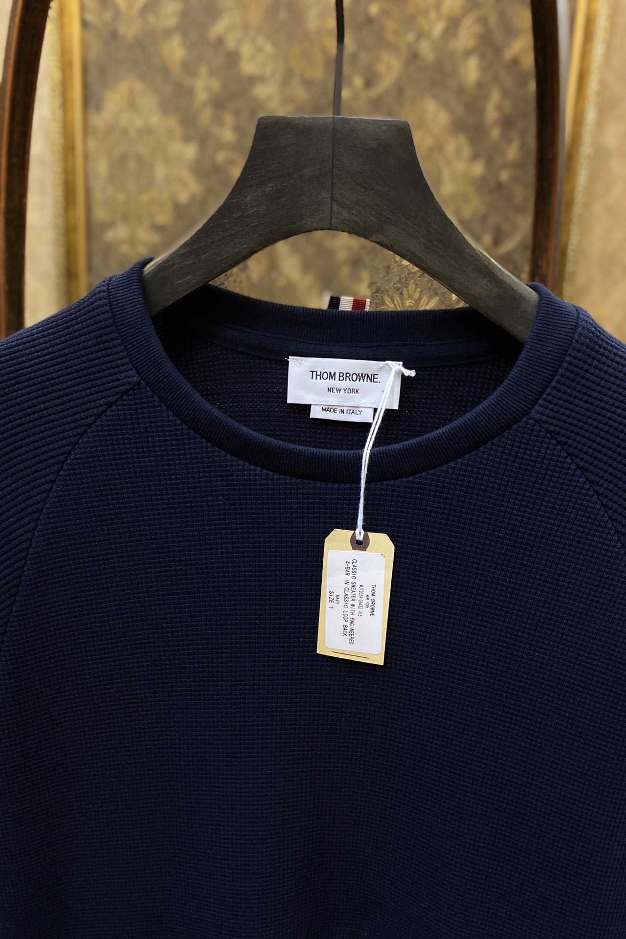 Костюм мужской в стиле Thom Browne спортивный тёмно-синего цвета (худи на молнии / свитшот + брюки)