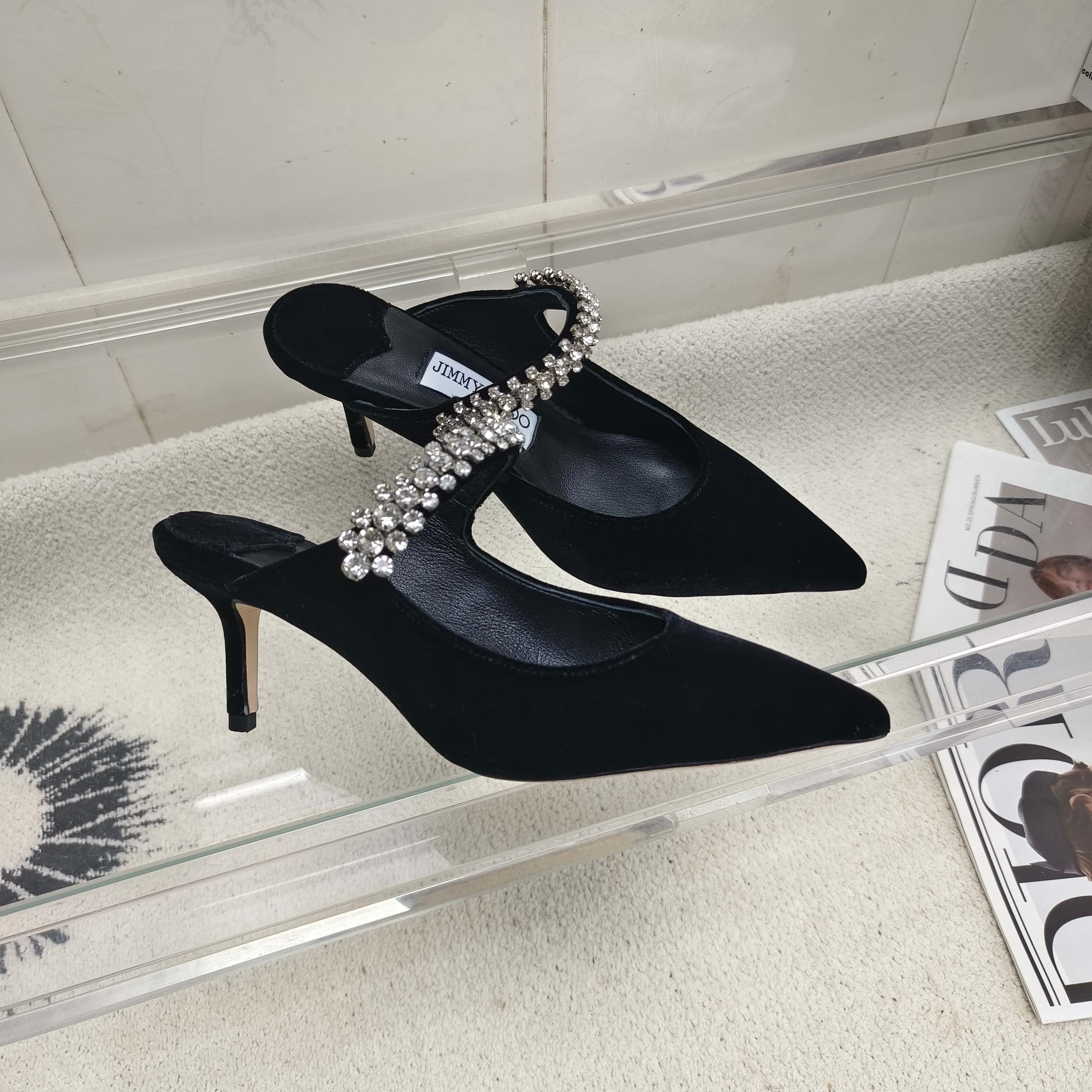 Мюли женские в стиле Jimmy Choo Bing черного цвета