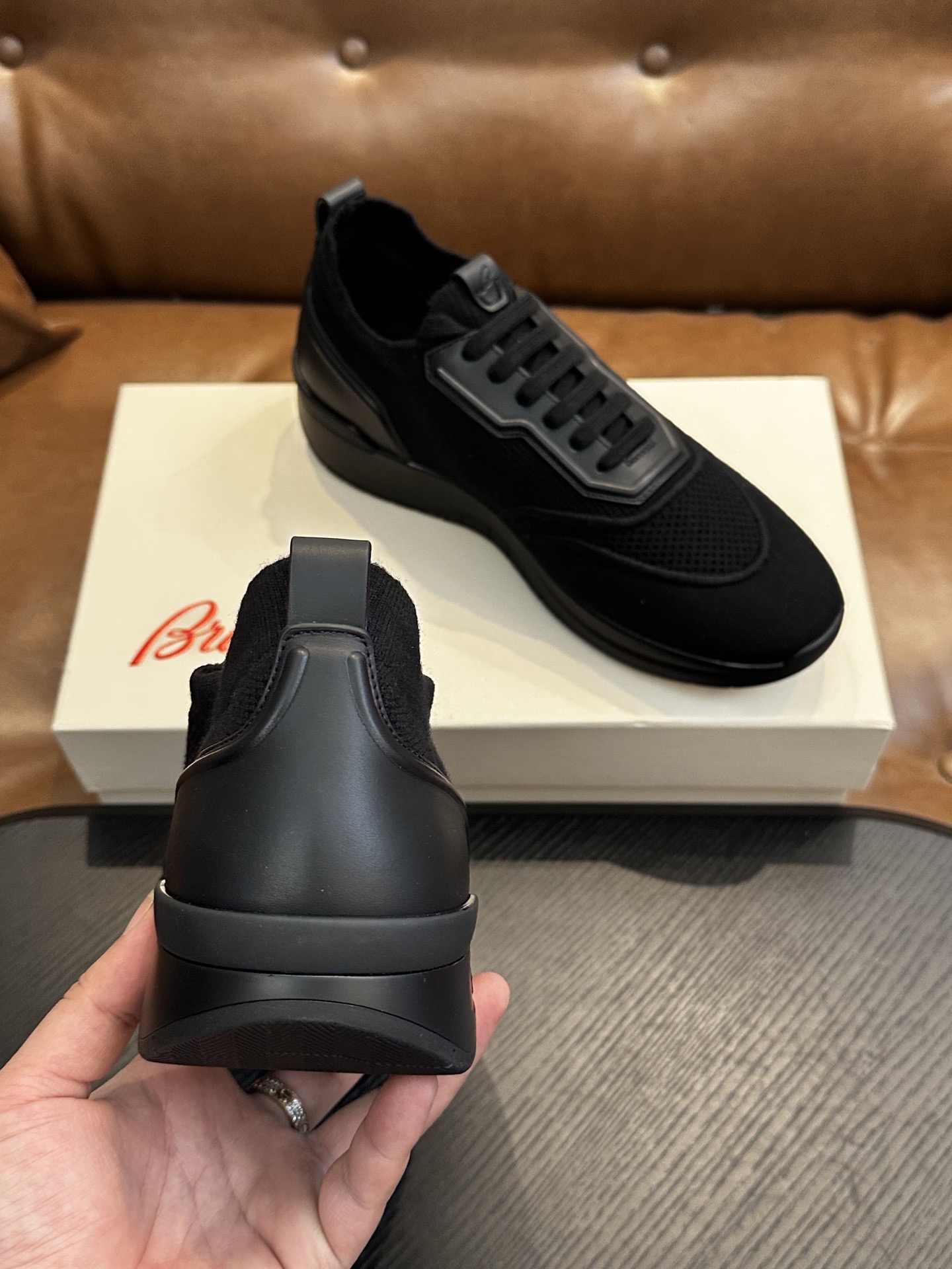 Кроссовки мужские в стиле Brioni чёрного цвета