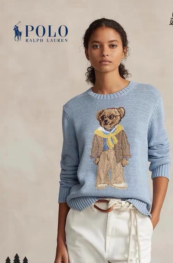 Джемпер женский в стиле Ralph Lauren с вышивкой медвежонка