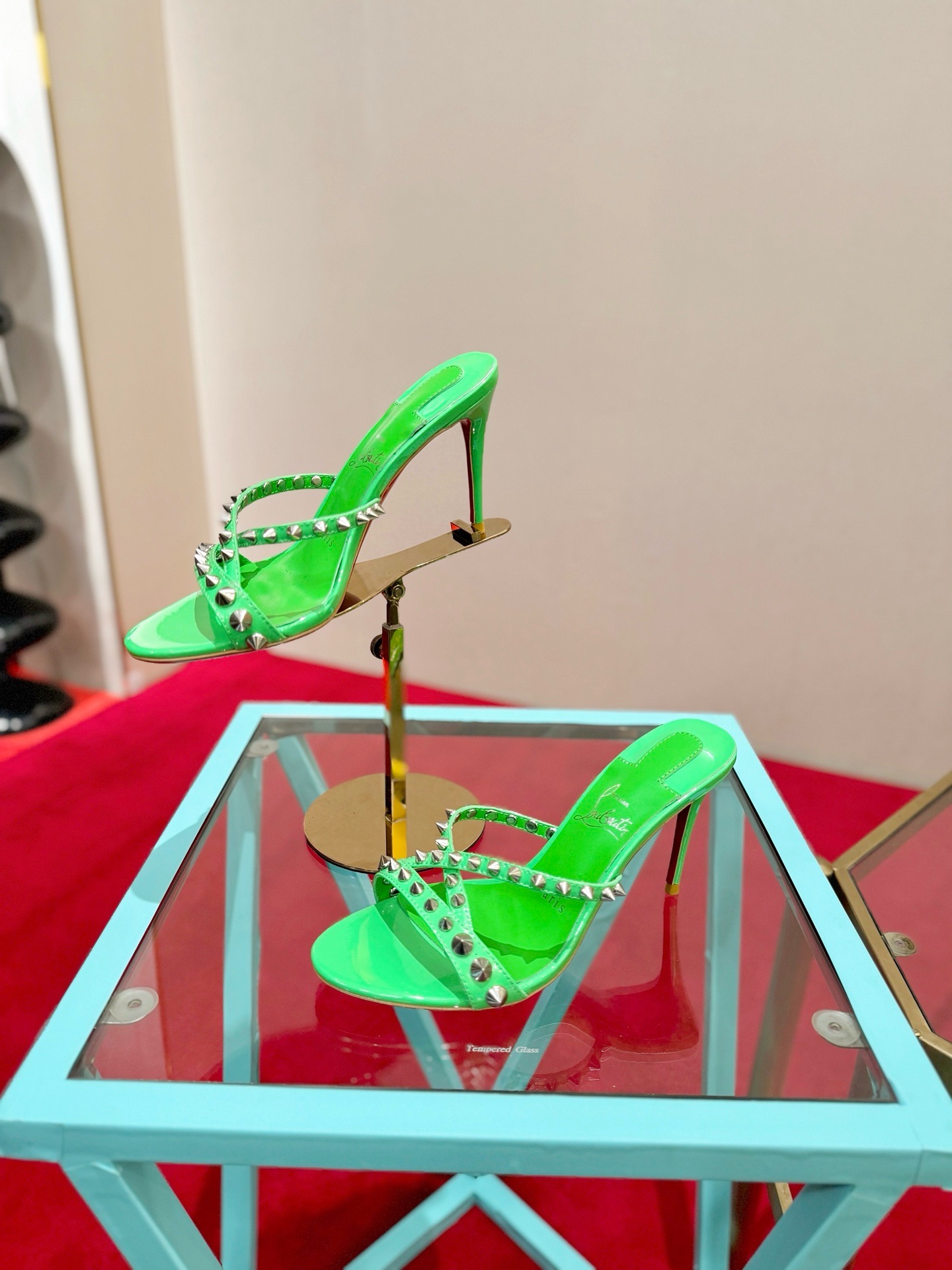 Мюли женские в стиле Christian Louboutin So Kate зеленого цвета