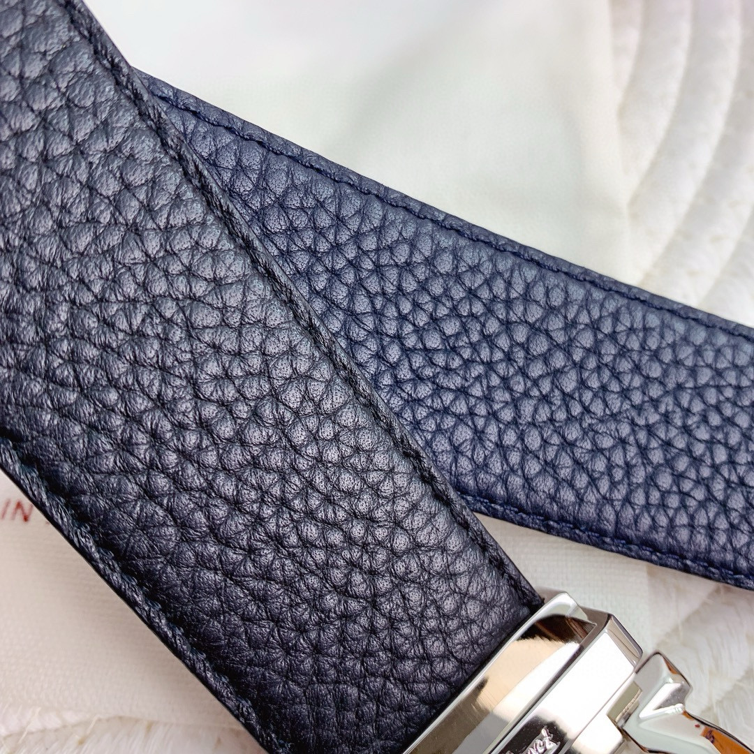 Ремень мужской в стиле Salvatore Ferragamo Gancini из натуральной кожи тёмно-синего цвета