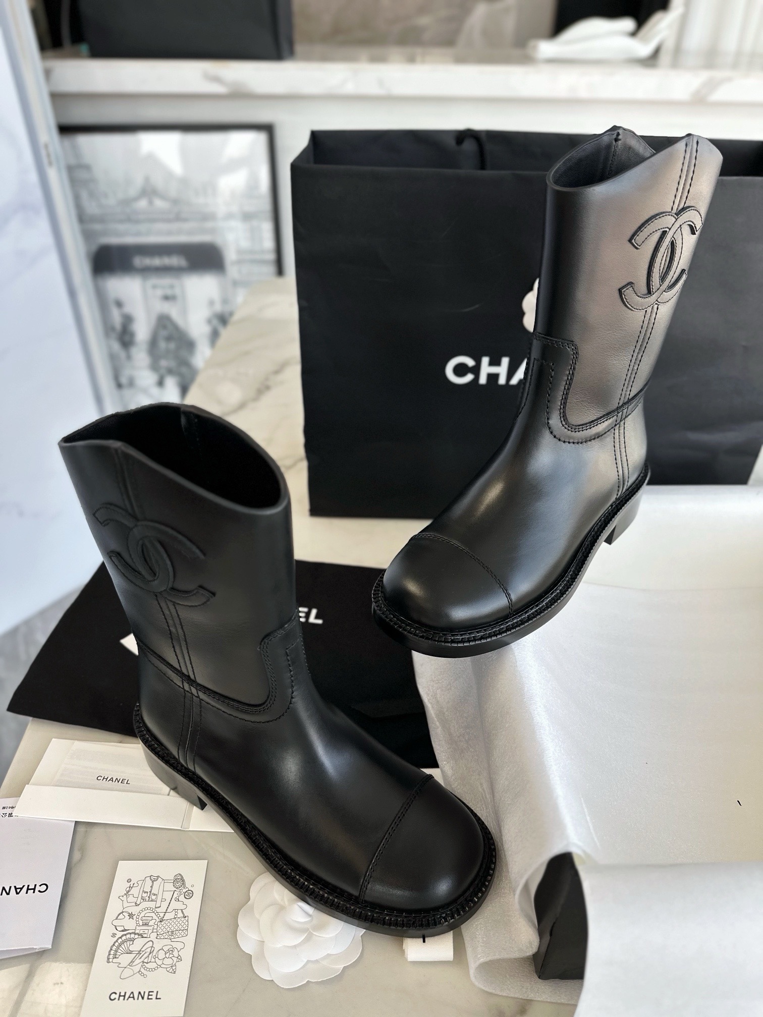 Полусапоги женские Chanel Western чёрного цвета