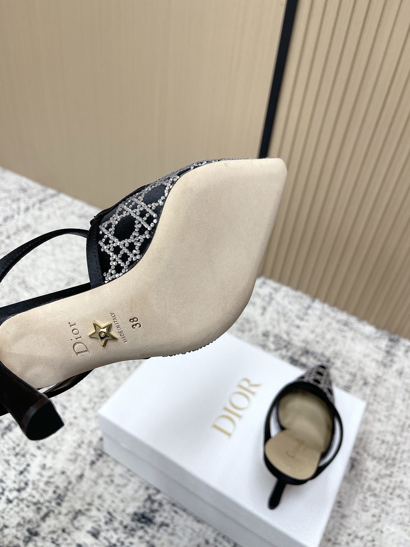 Мюли женские в стиле Dior CD Capture чёрно-серого цвета