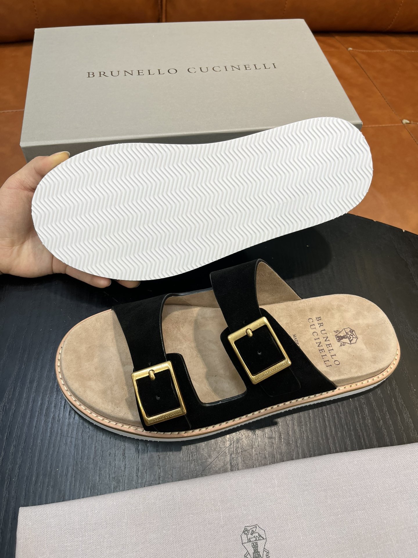 Сандалии мужские в стиле Brunello Cucinelli чёрного цвета