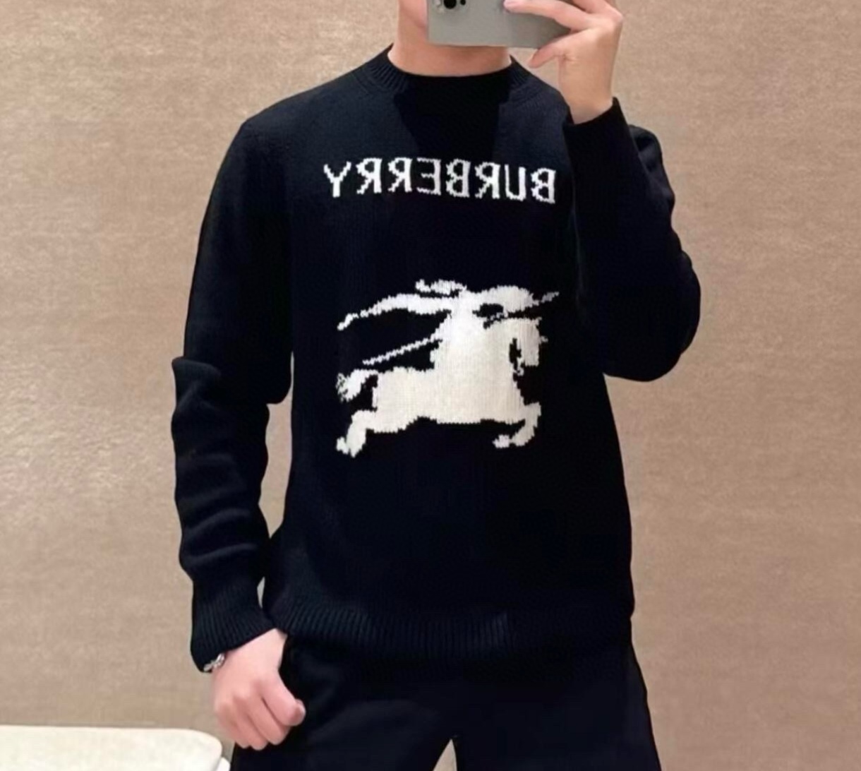 Свитер унисекс в стиле Burberry с жаккардовым логотипом EKD чёрного цвета