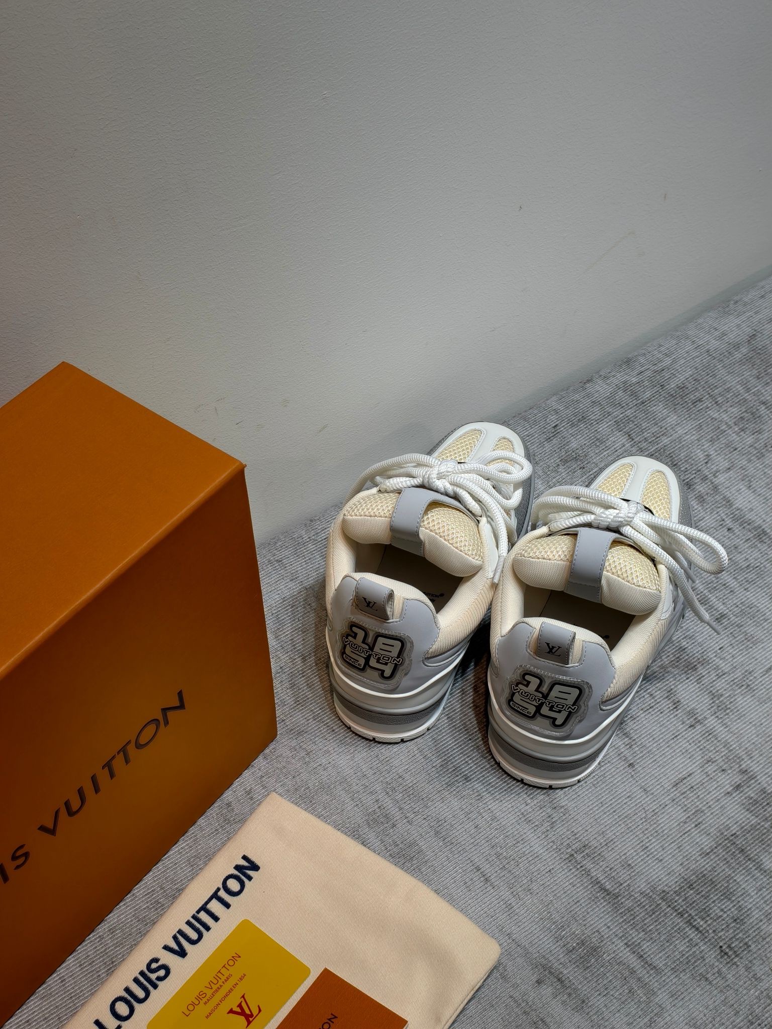 Кроссовки Louis Vuitton Trainer Skate серо-белого цвета