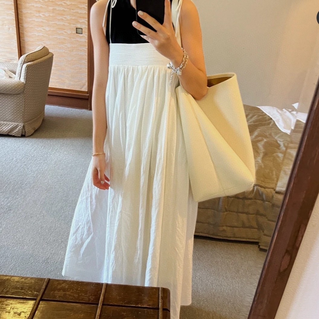 Сумка женская в стиле The Row Bucket из текстиля и натуральной кожи черного цвета