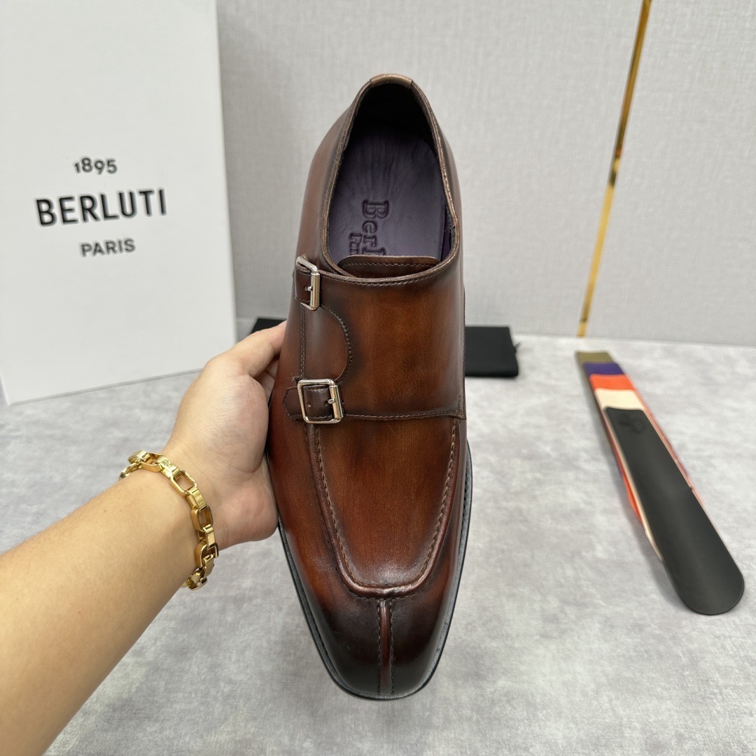 Туфли мужские в стиле Berluti монки коричневого цвета