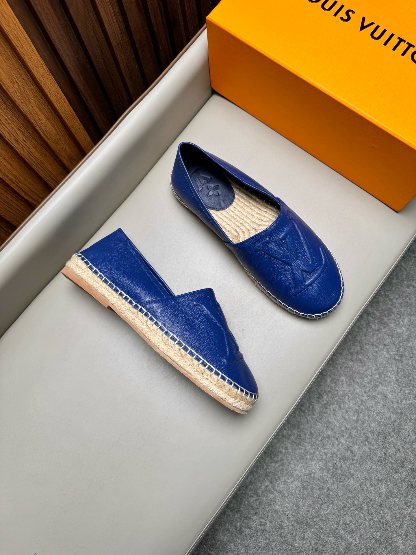 Эспадрильи мужские в стиле Louis Vuitton синего цвета