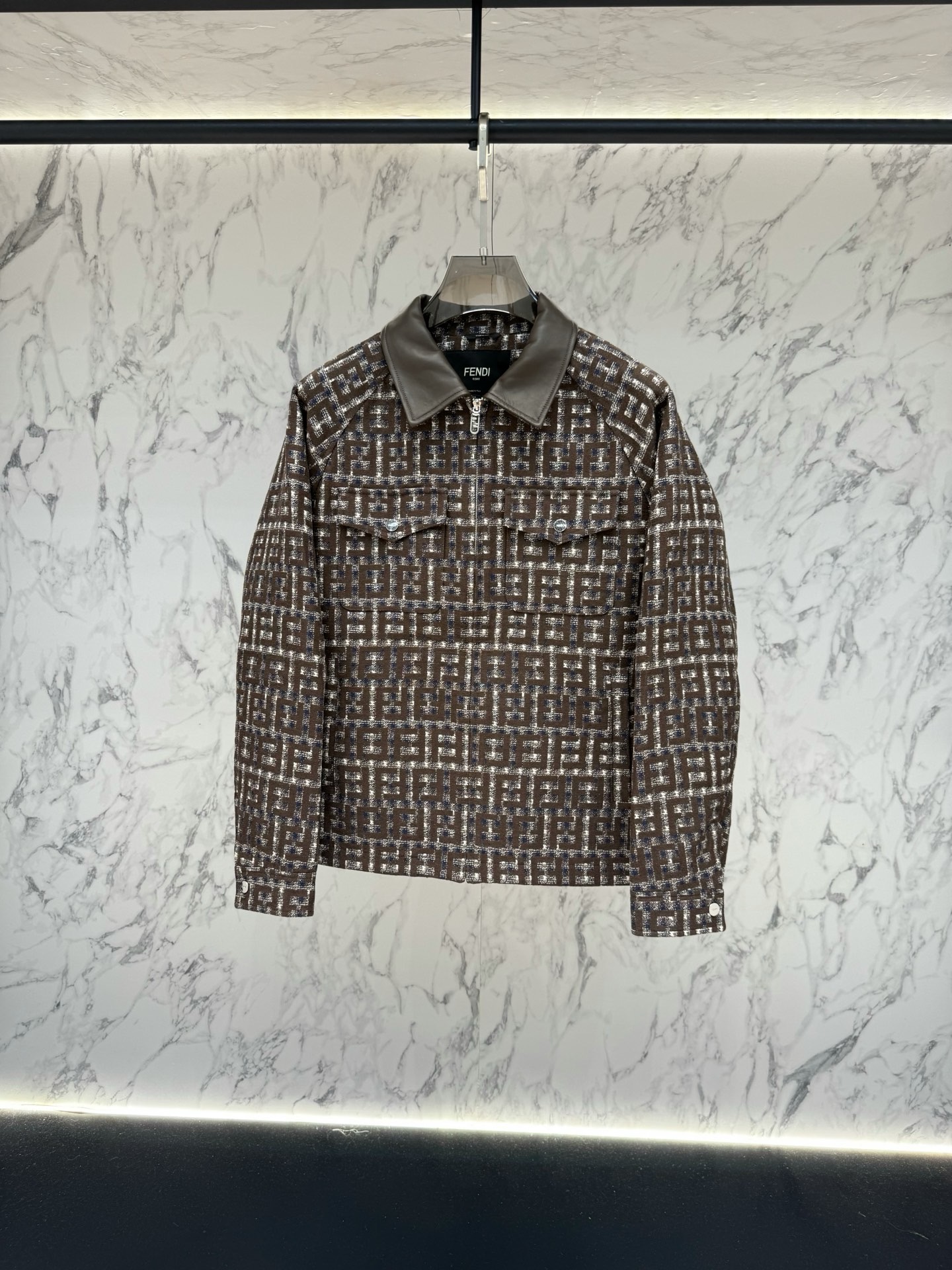 Куртка мужская Fendi FF Jacquard Blouson коричневого цвета с монограммой FF