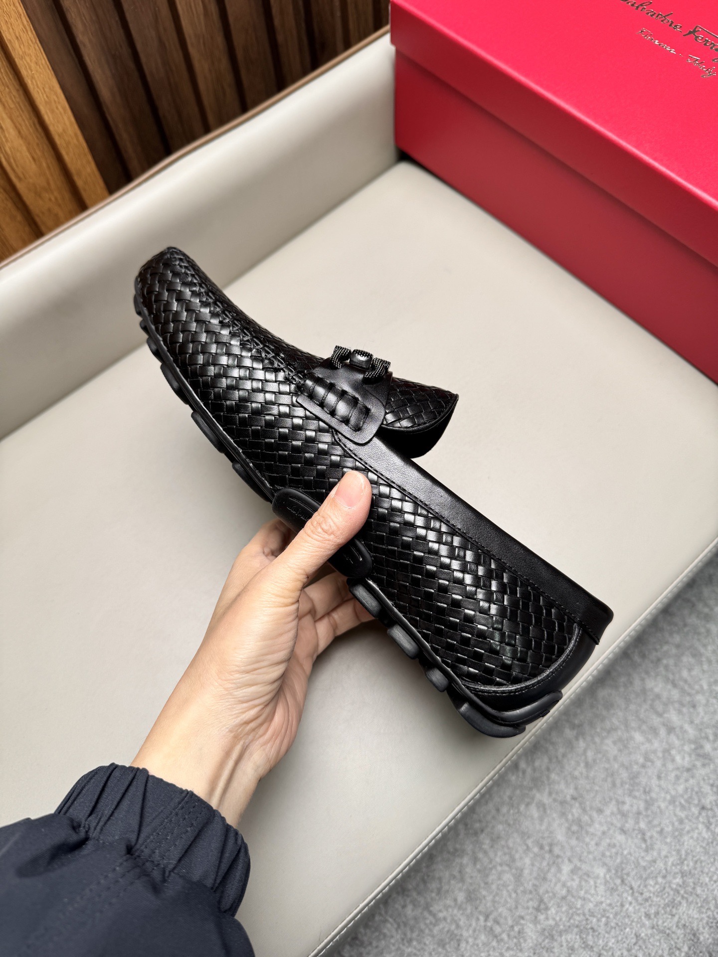 Лоферы мужские в стиле Ferragamo чёрного цвета