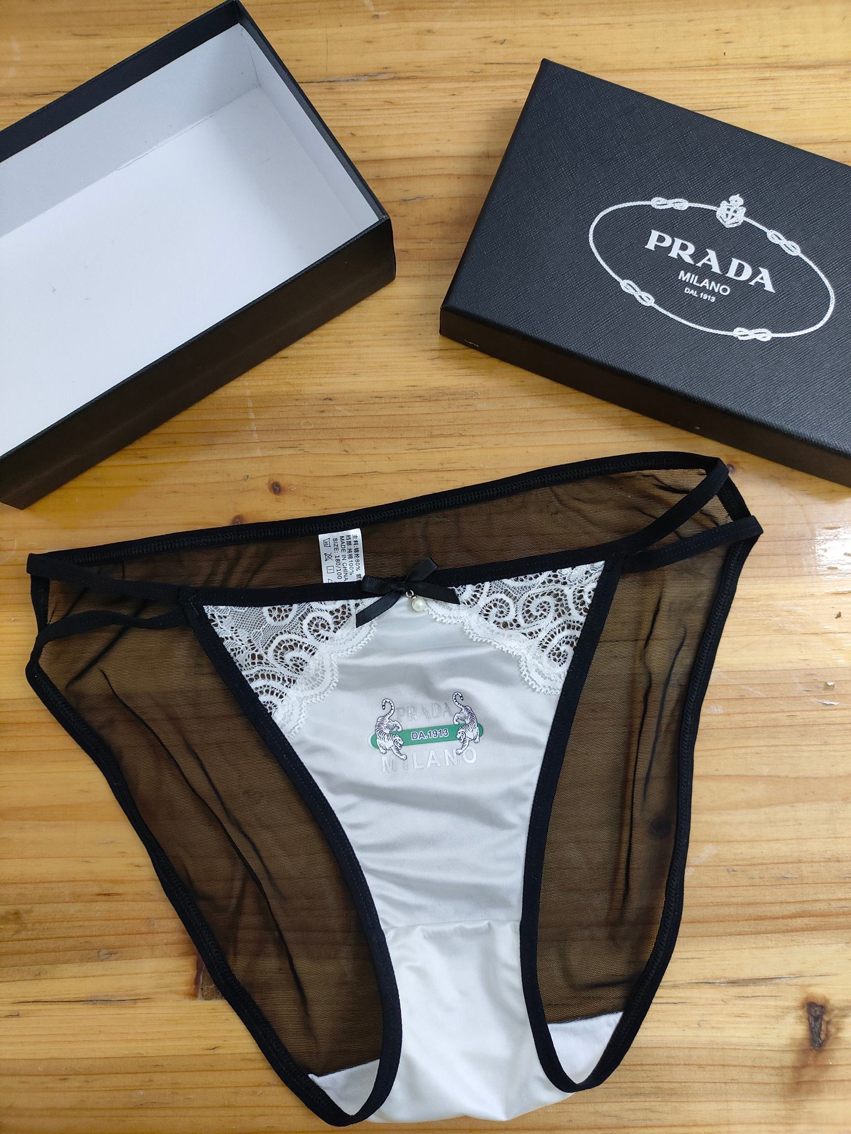 Трусы женские Prada с прозрачной сеткой (набор 3 шт.)