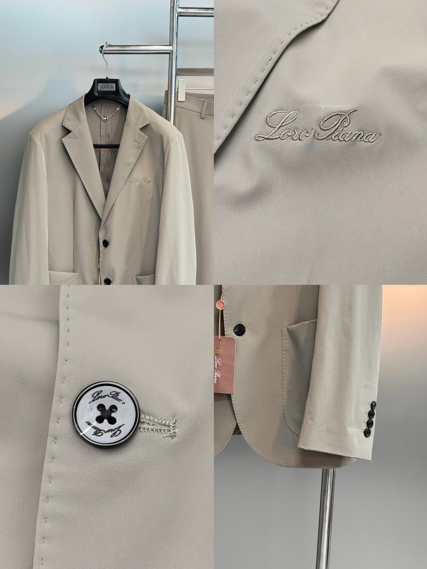 Костюм мужской в стиле Loro Piana светло-бежевого цвета