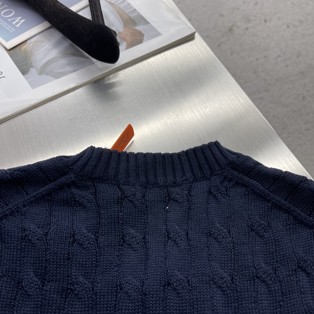 Жилет мужской в стиле Ralph Lauren с фактурной вязкой тёмно-синего цвета