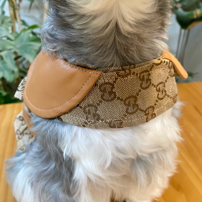 Жилет-платье для собак в стиле Gucci Horsebit Monogram с карамельным воротником