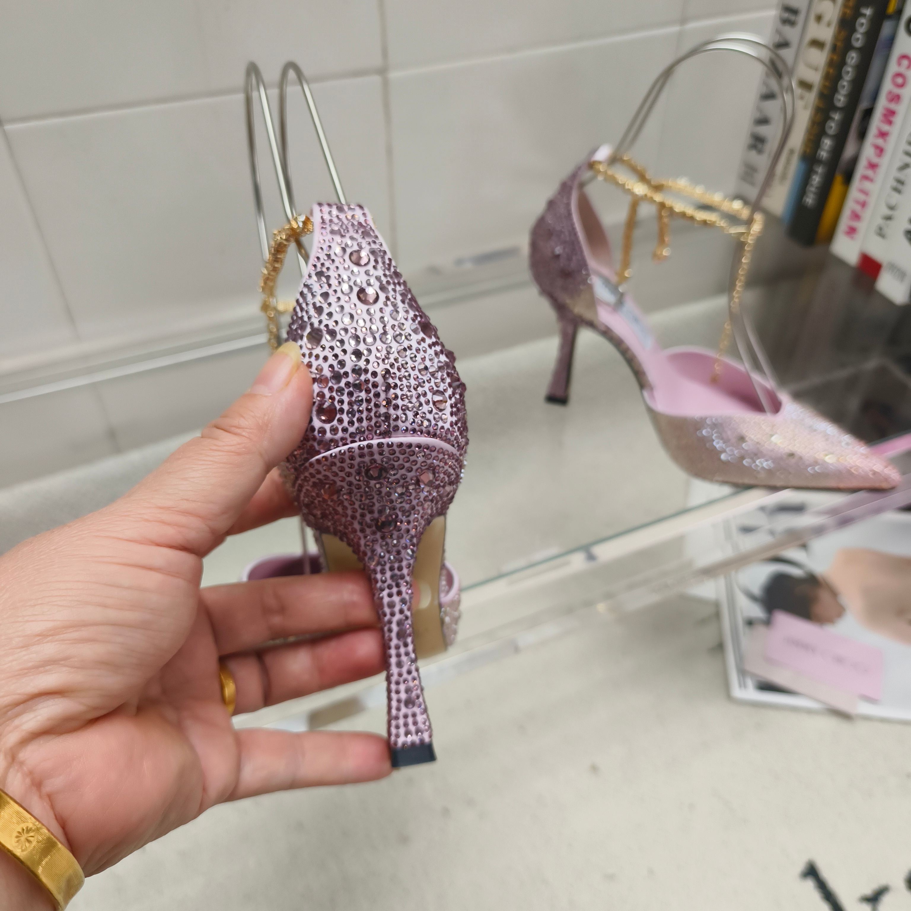 Туфли женские в стиле Jimmy Choo розового цвета