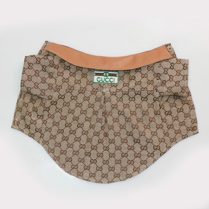 Рубашка для собак в стиле Gucci Monogram с кожаным воротником