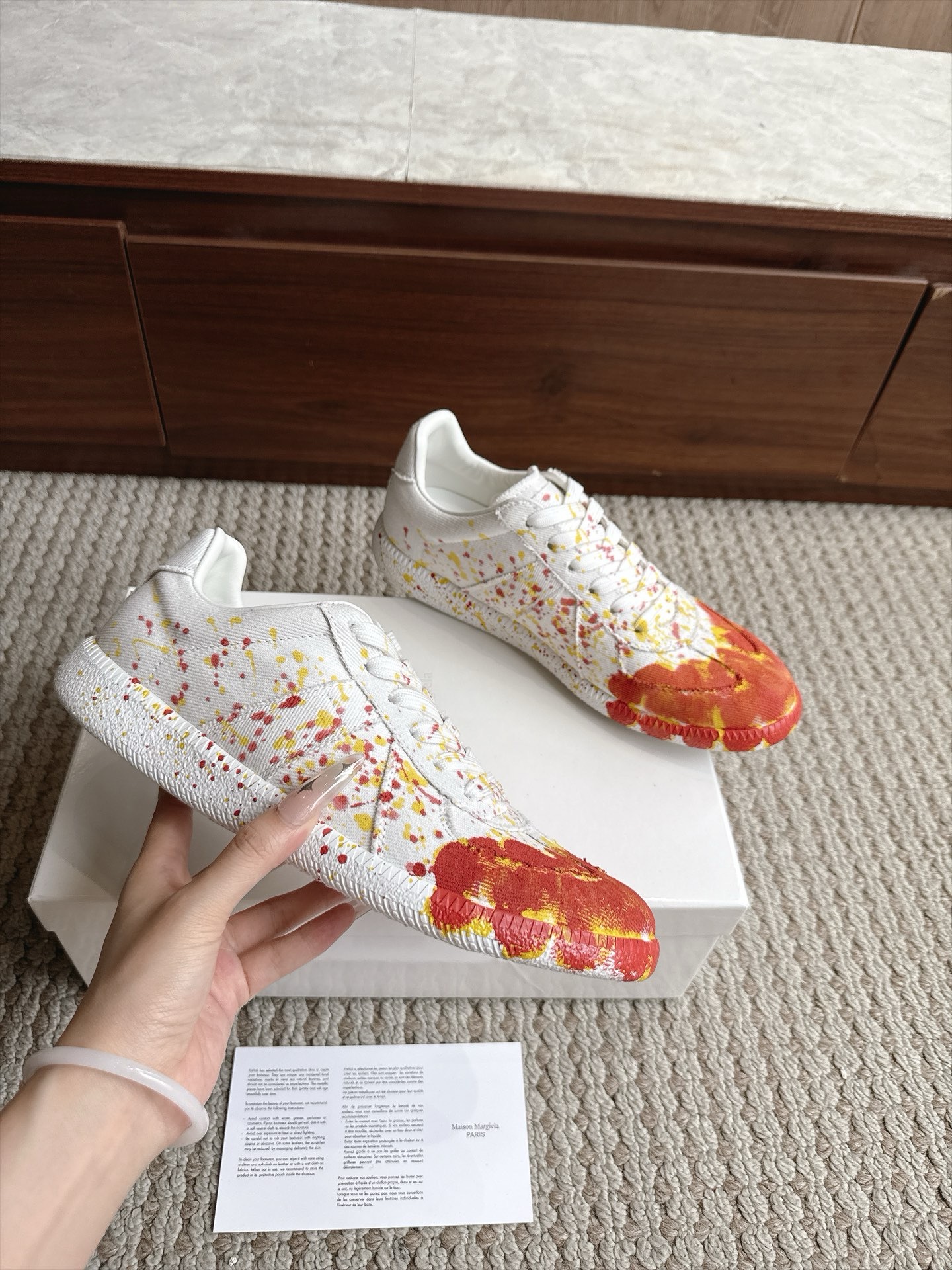 Кроссовки Maison Margiela Replica Paint Splatter белого цвета