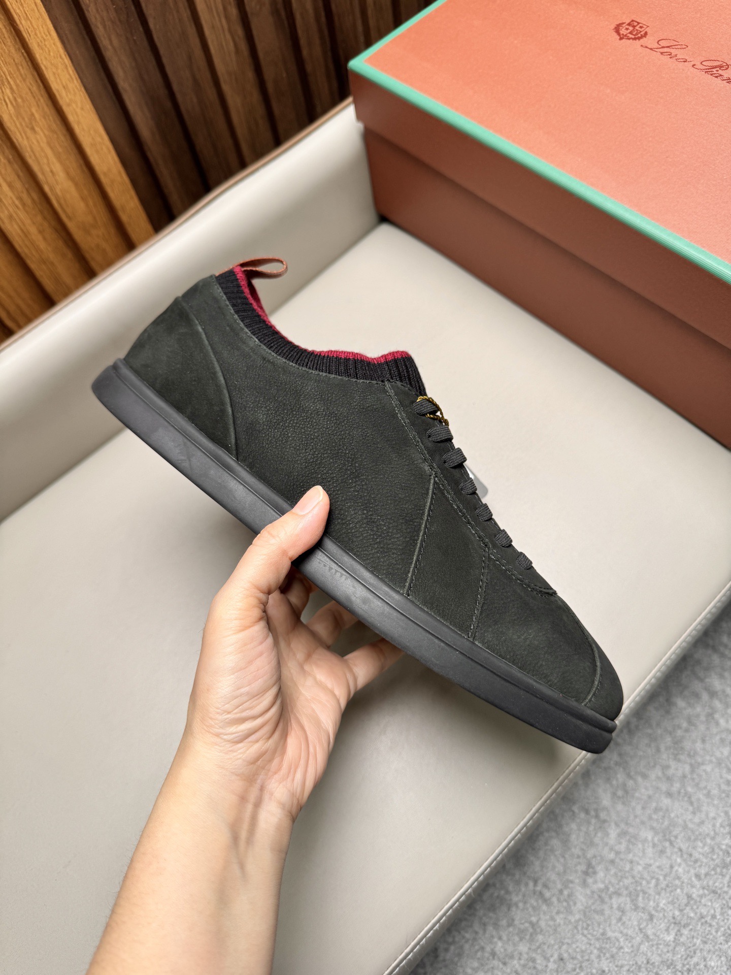 Кроссовки мужские в стиле Loro Piana Soho Walk черного цвета