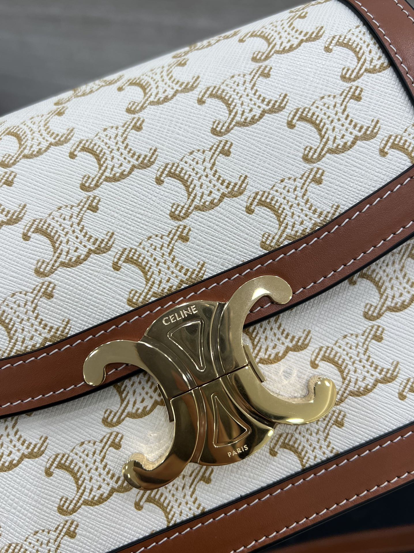 Сумка женская в стиле Celine Triomphe Canvas мини с кожаной отделкой