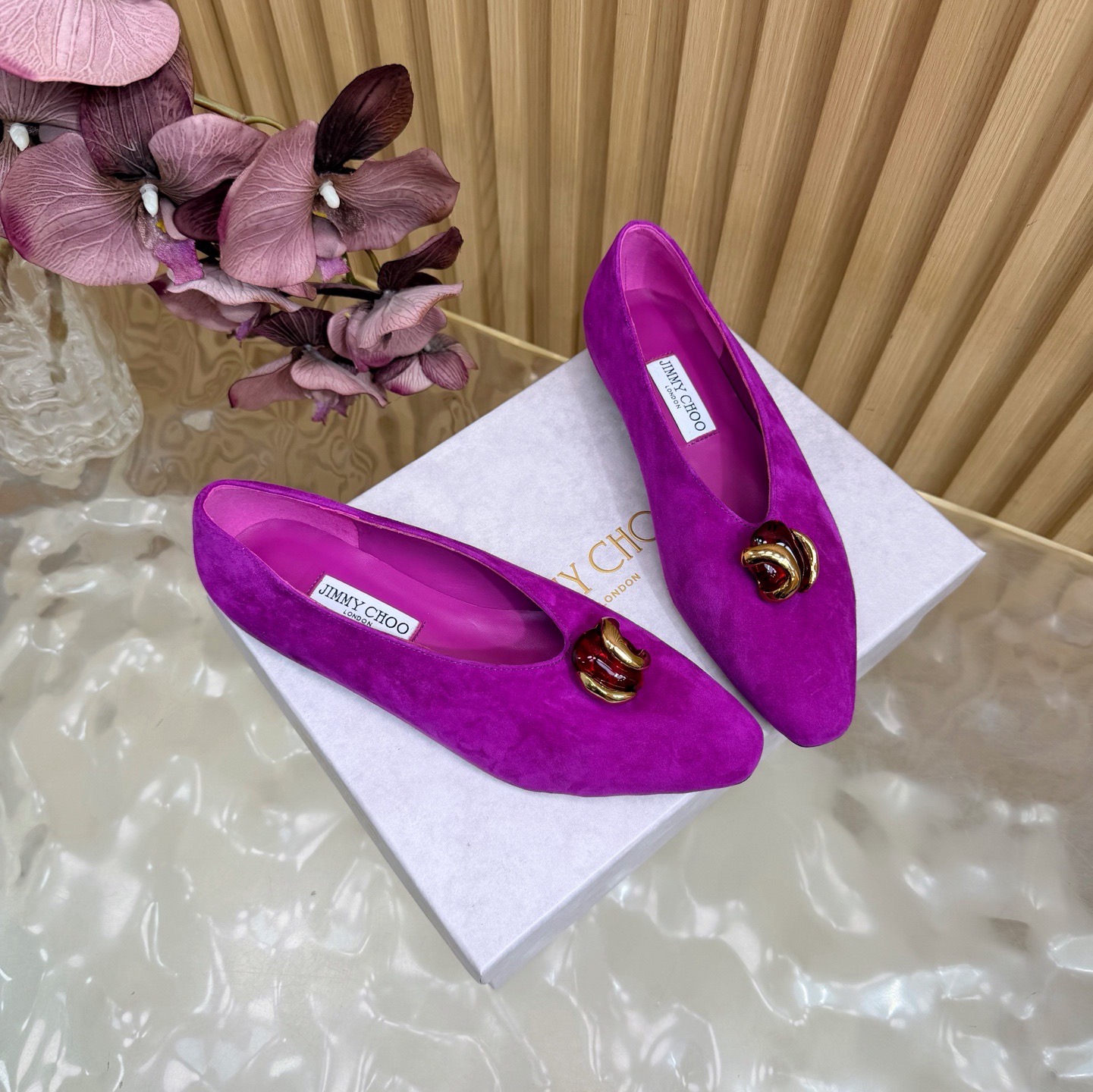 Балетки женские Jimmy Choo Margot Flat фиолетового цвета