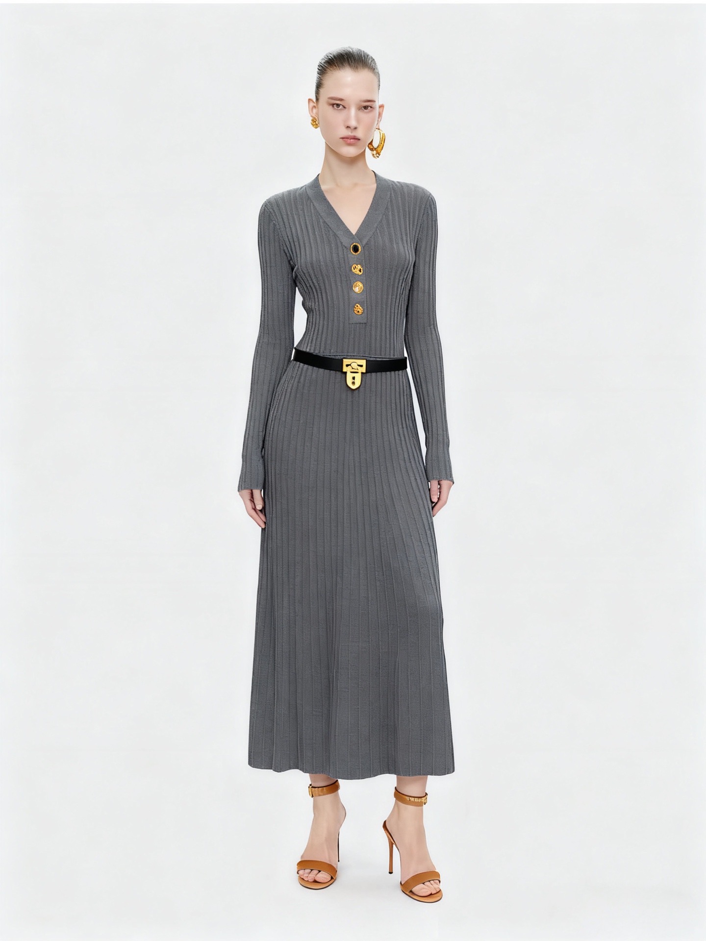 Платье женское Schiaparelli с V-образным вырезом серого цвета