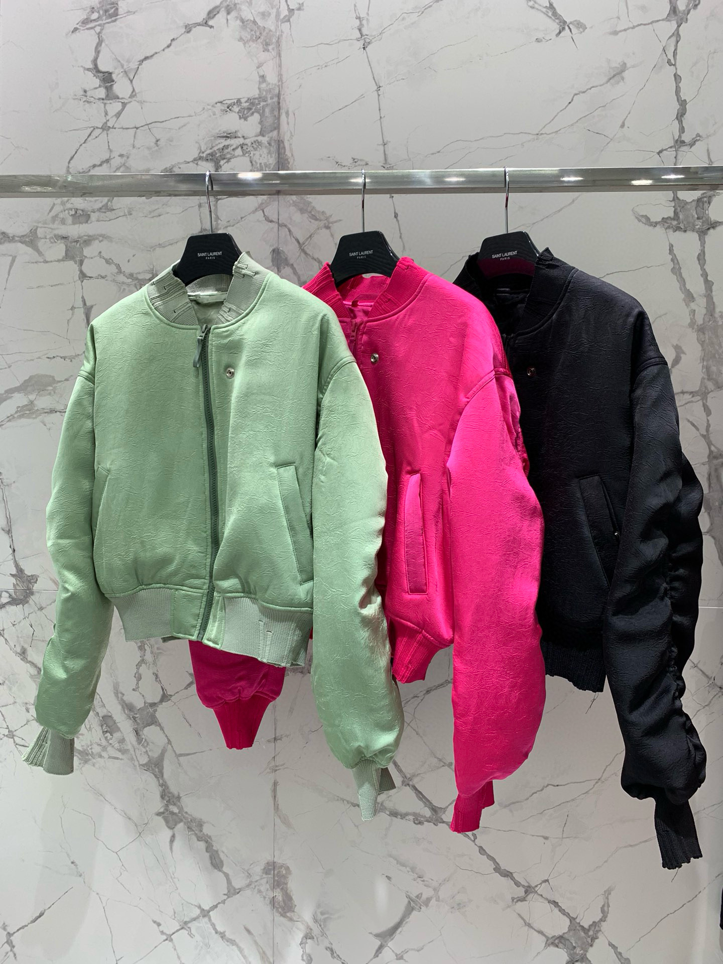 Куртка-бомбер женская в стиле Acne Studios из плотного хлопка премиум-класса, мятно-зелёного цвета