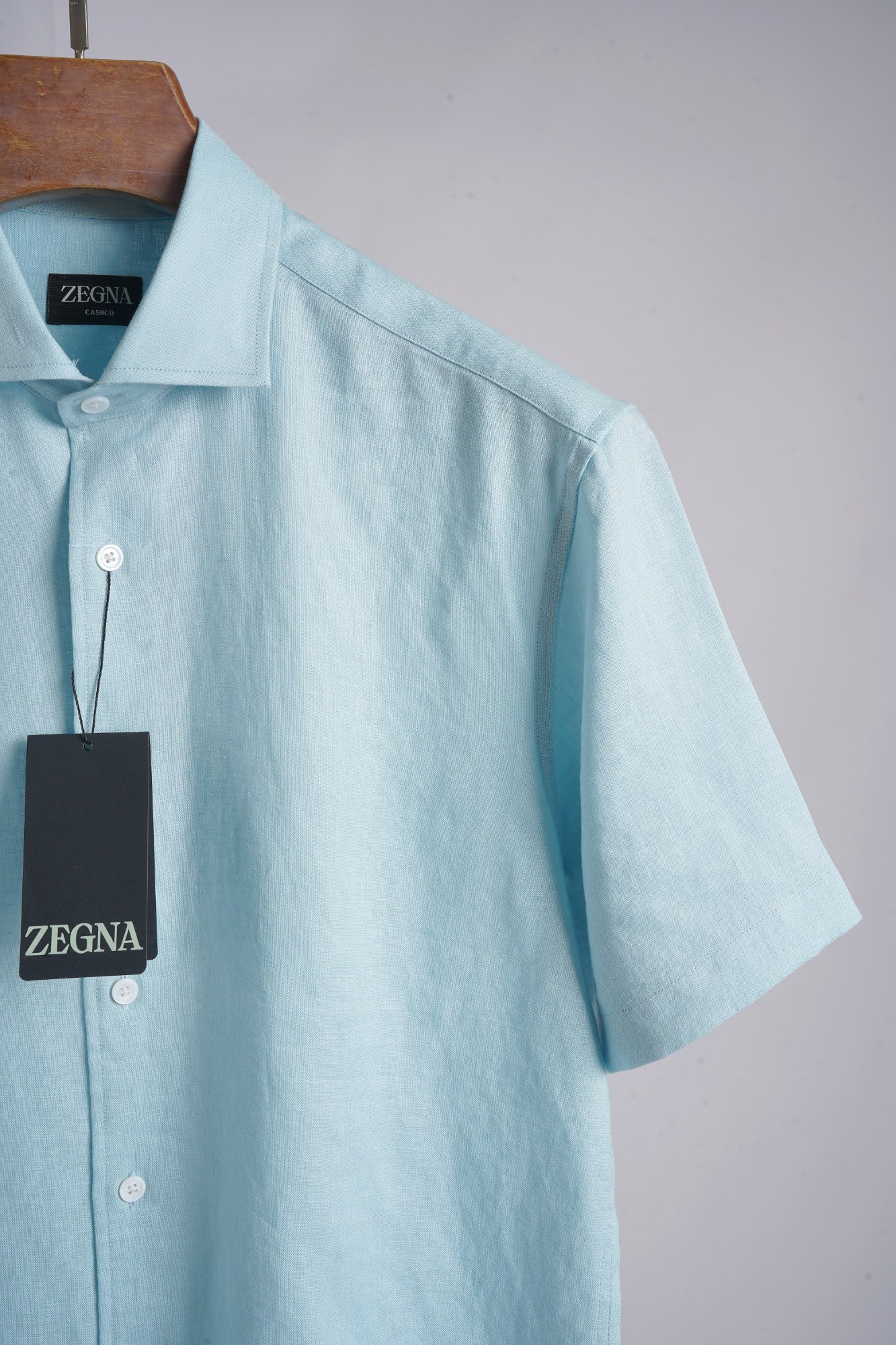 Рубашка мужская Zegna светло-голубого цвета с коротким рукавом