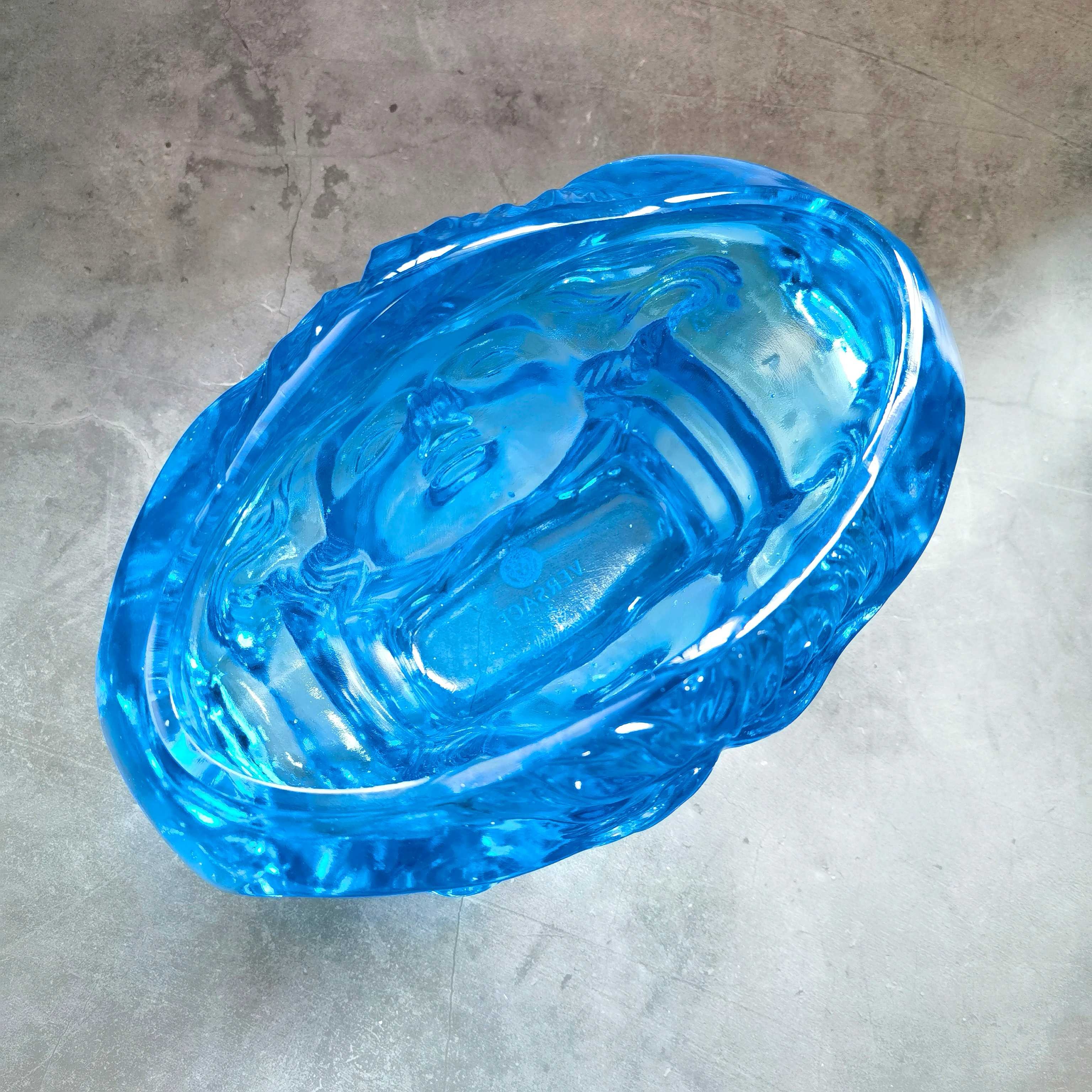 Ваза хрустальная в стиле Versace Medusa Head, сапфирово-голубого цвета