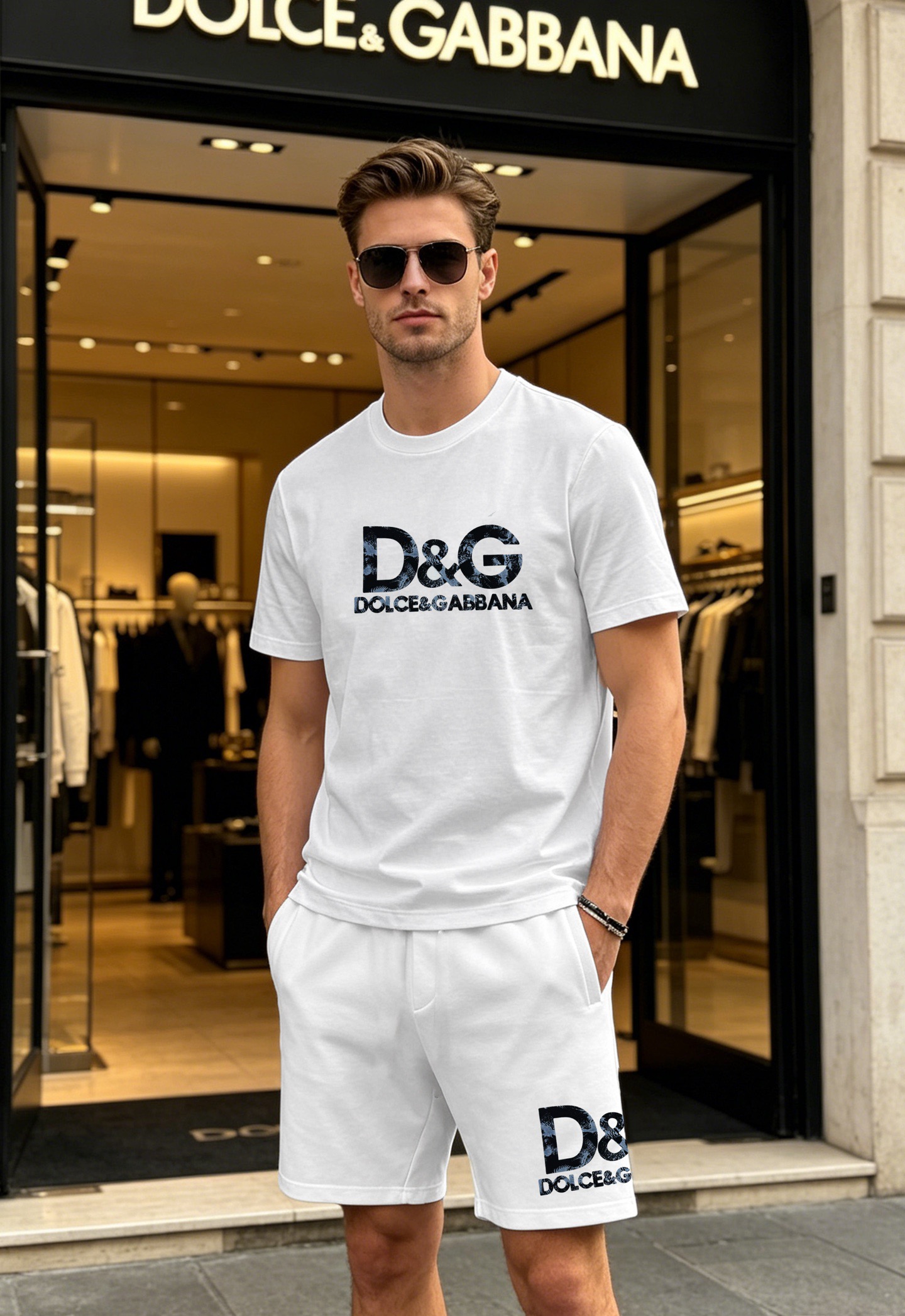 Комплект мужской в стиле Dolce & Gabbana белого цвета