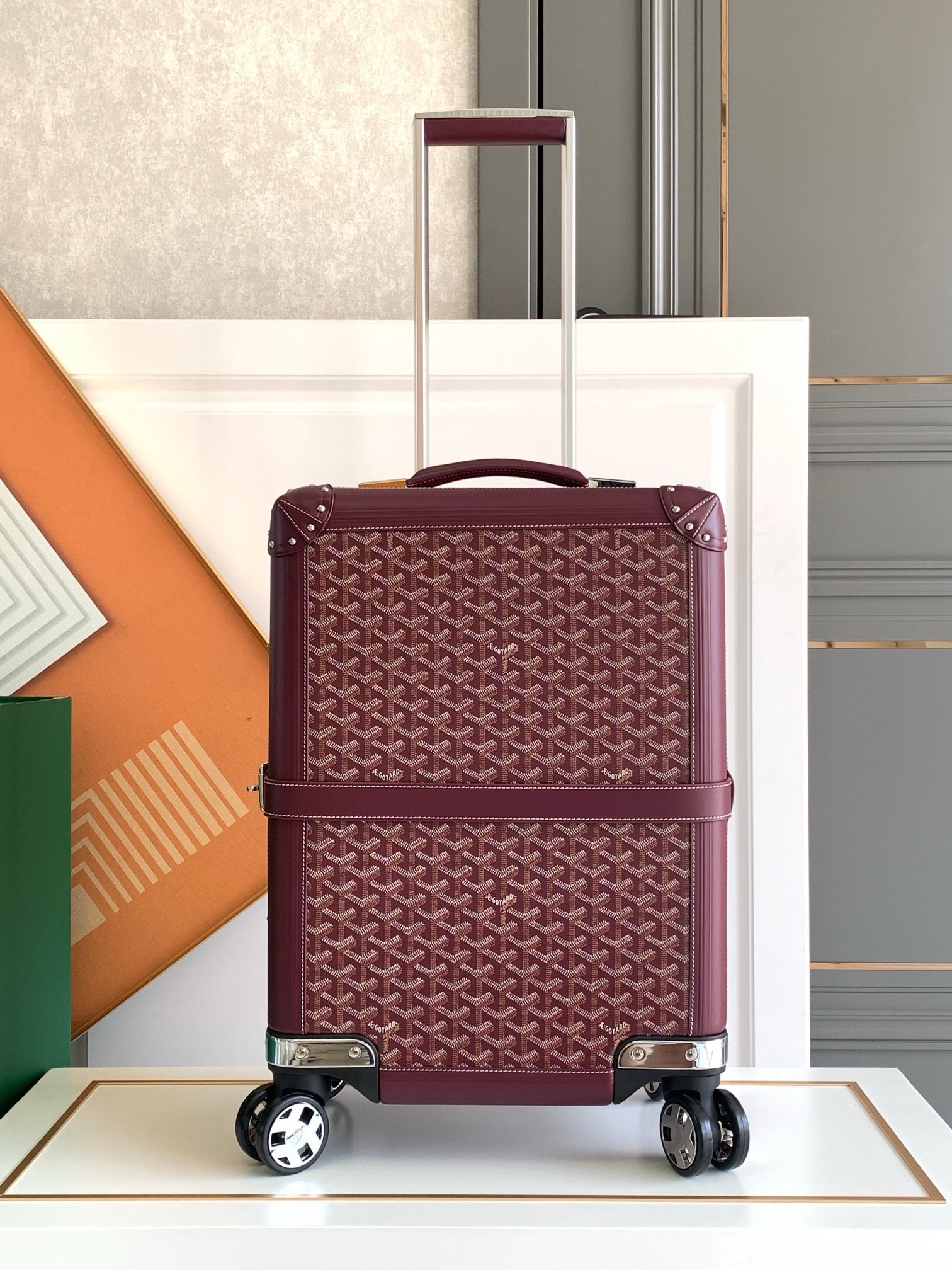 Чемодан Goyard Bourget PM бордового цвета