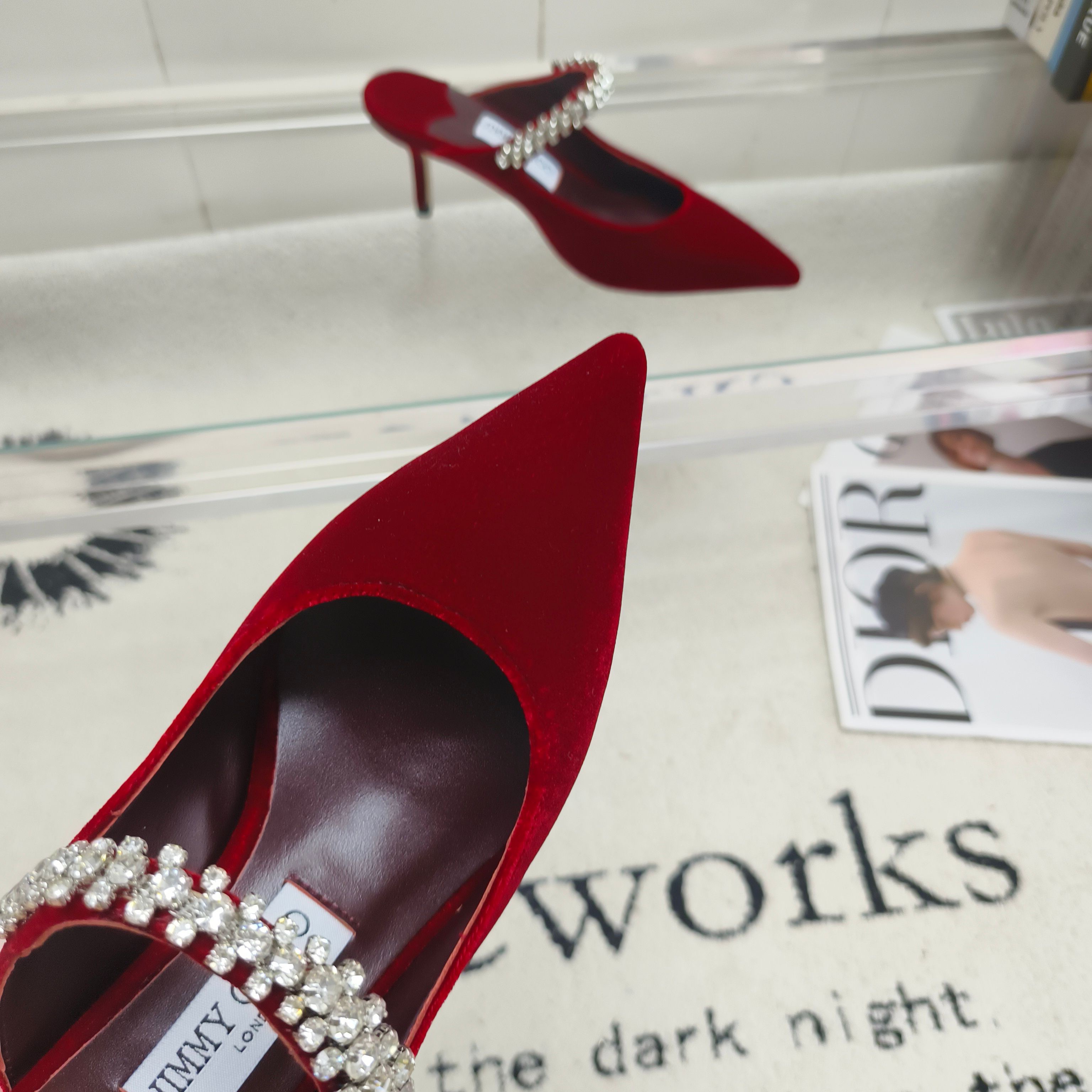 Мюли женские в стиле Jimmy Choo Bing красного цвета
