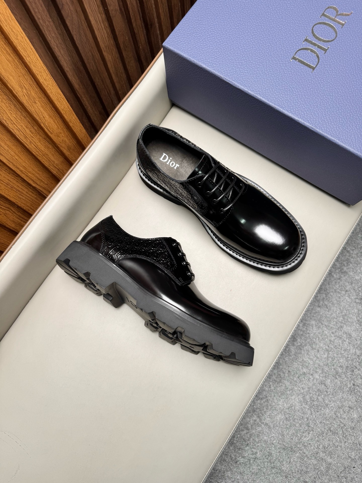Дерби мужские в стиле Dior Homme из натуральной кожи чёрного цвета