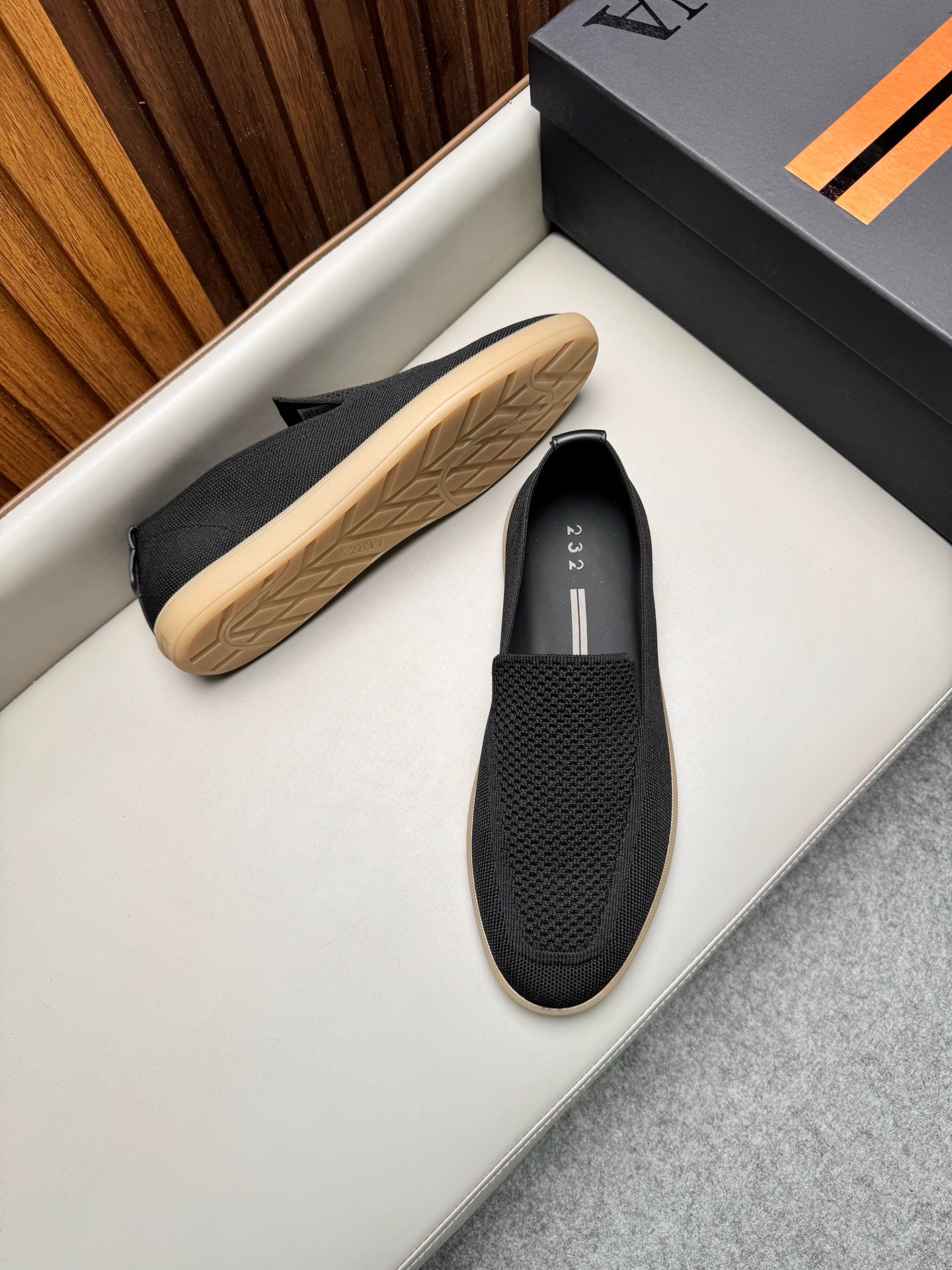 Лоферы мужские Zegna Triple Stitch Monte чёрного цвета