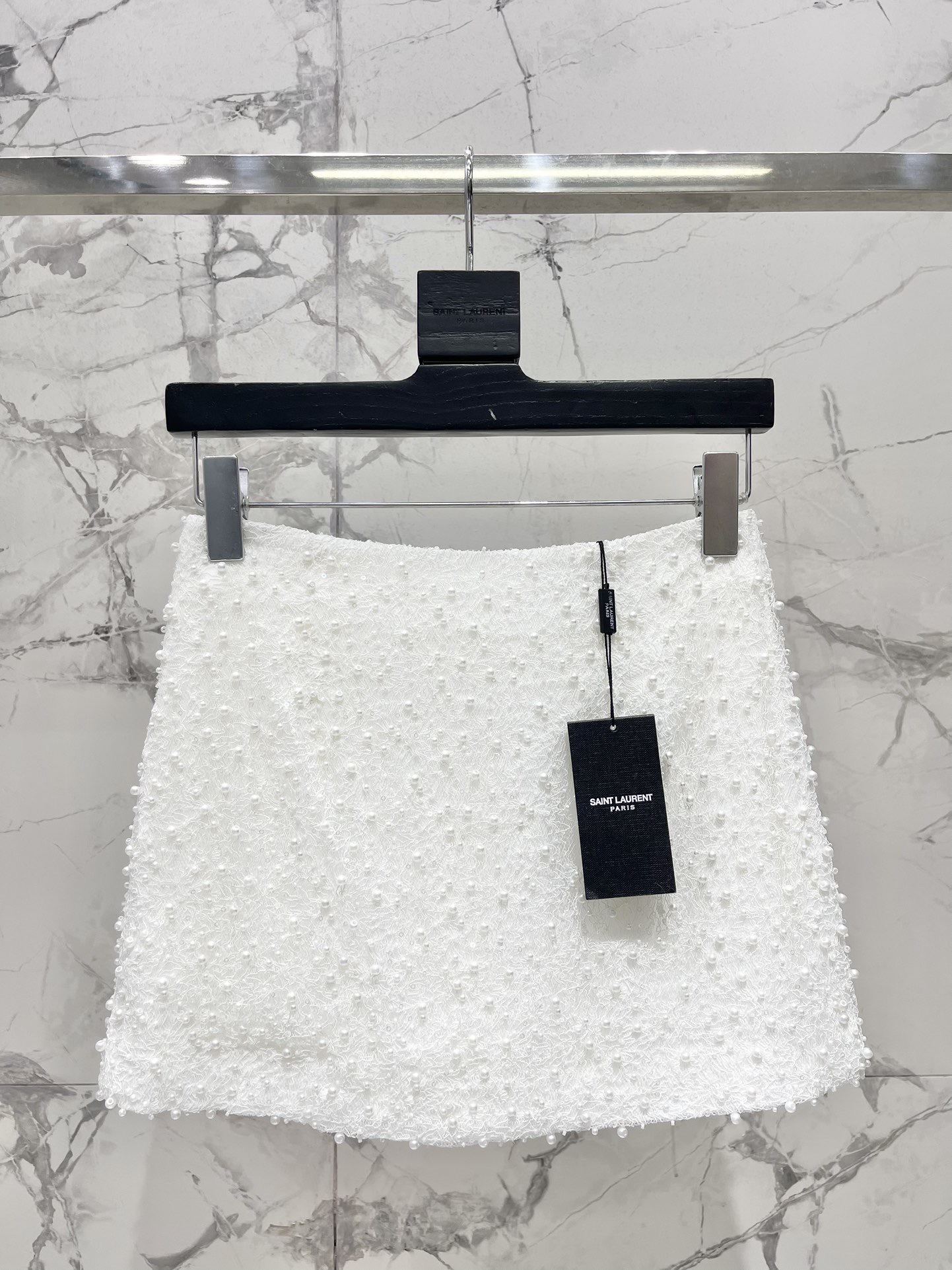 Юбка женская в стиле Saint Laurent белого цвета