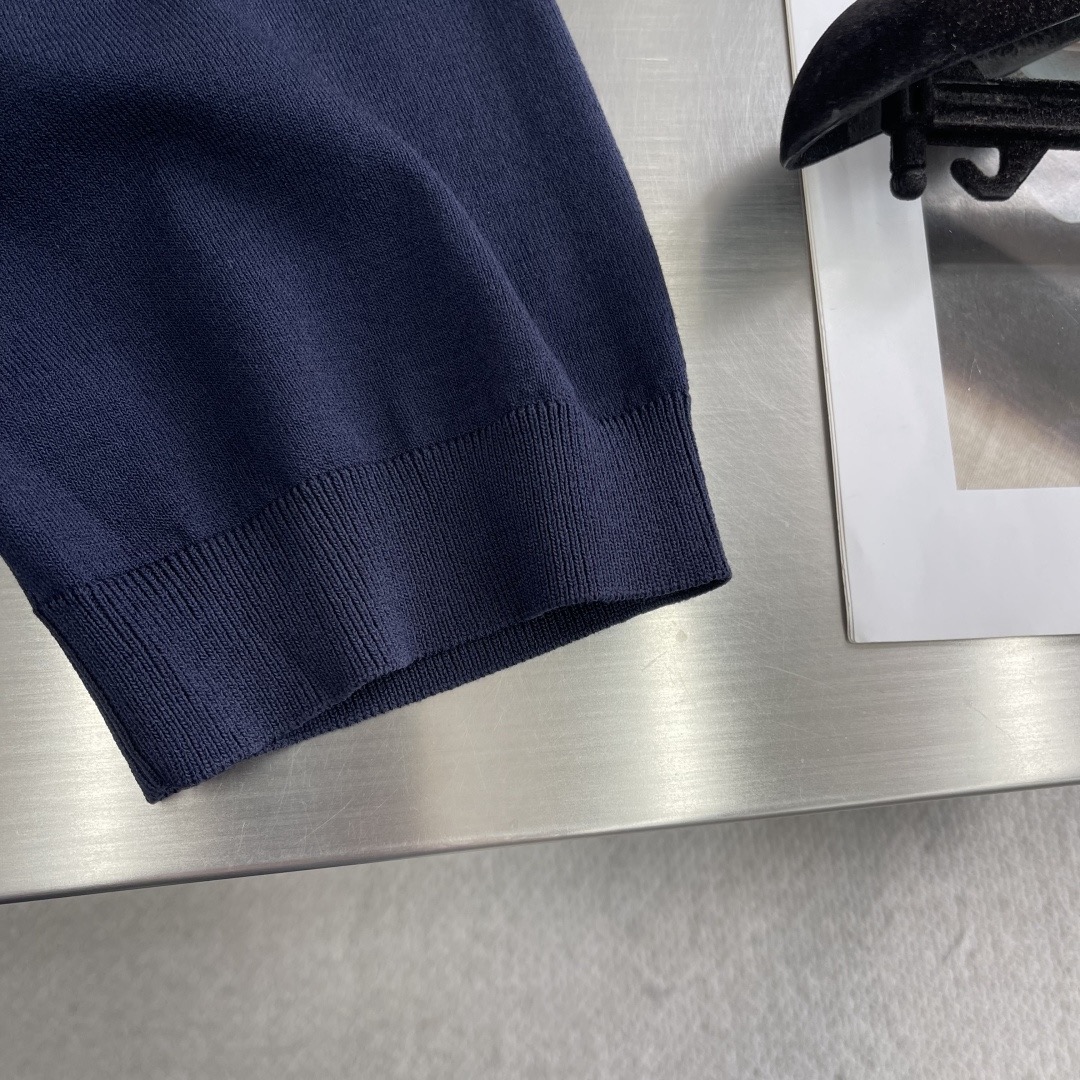 Футболка мужская в стиле Dior Diamond трикотажная\ с логотипом тёмно-синего цвета