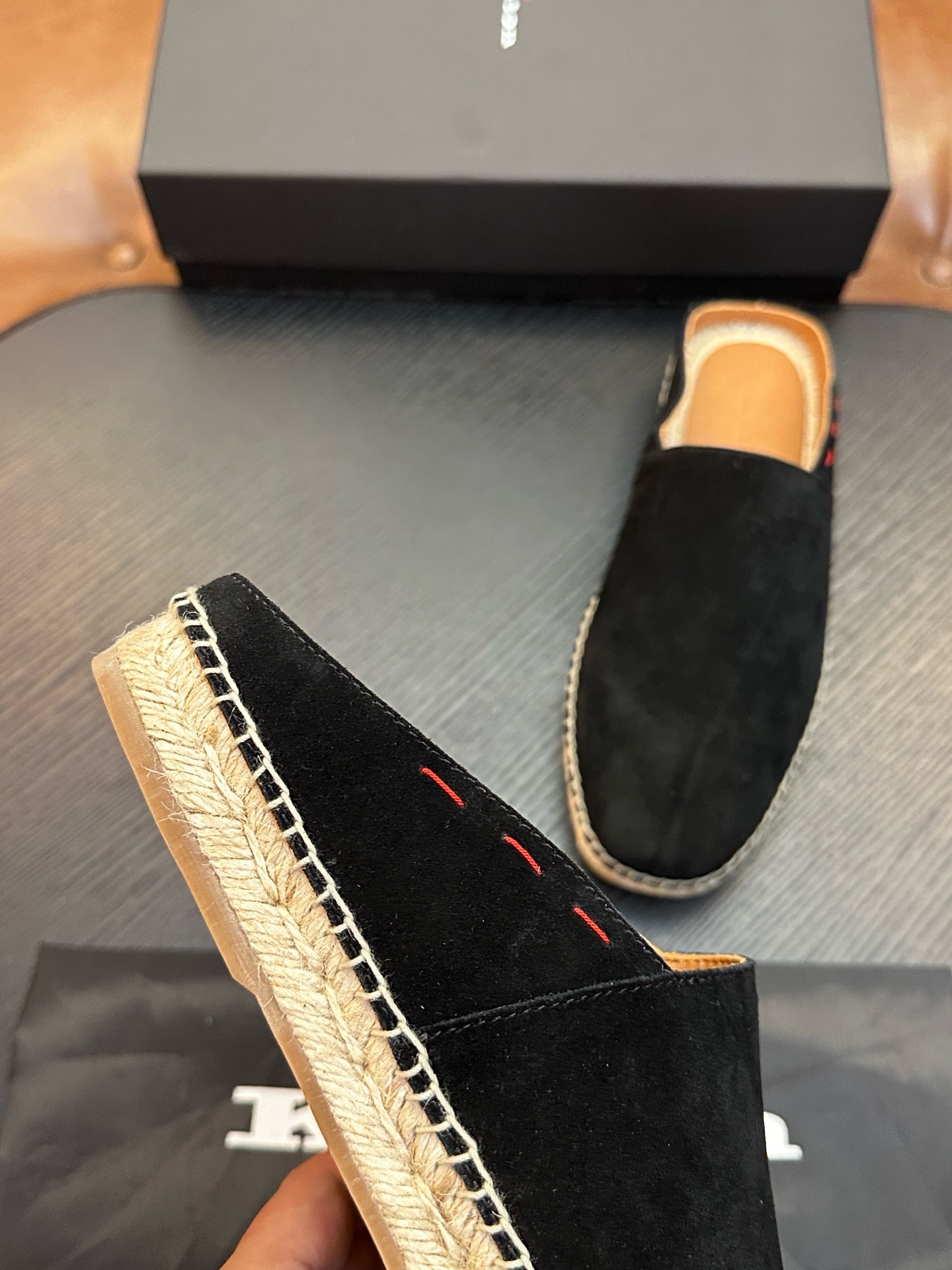 Мюли мужские в стиле Kiton чёрного цвета