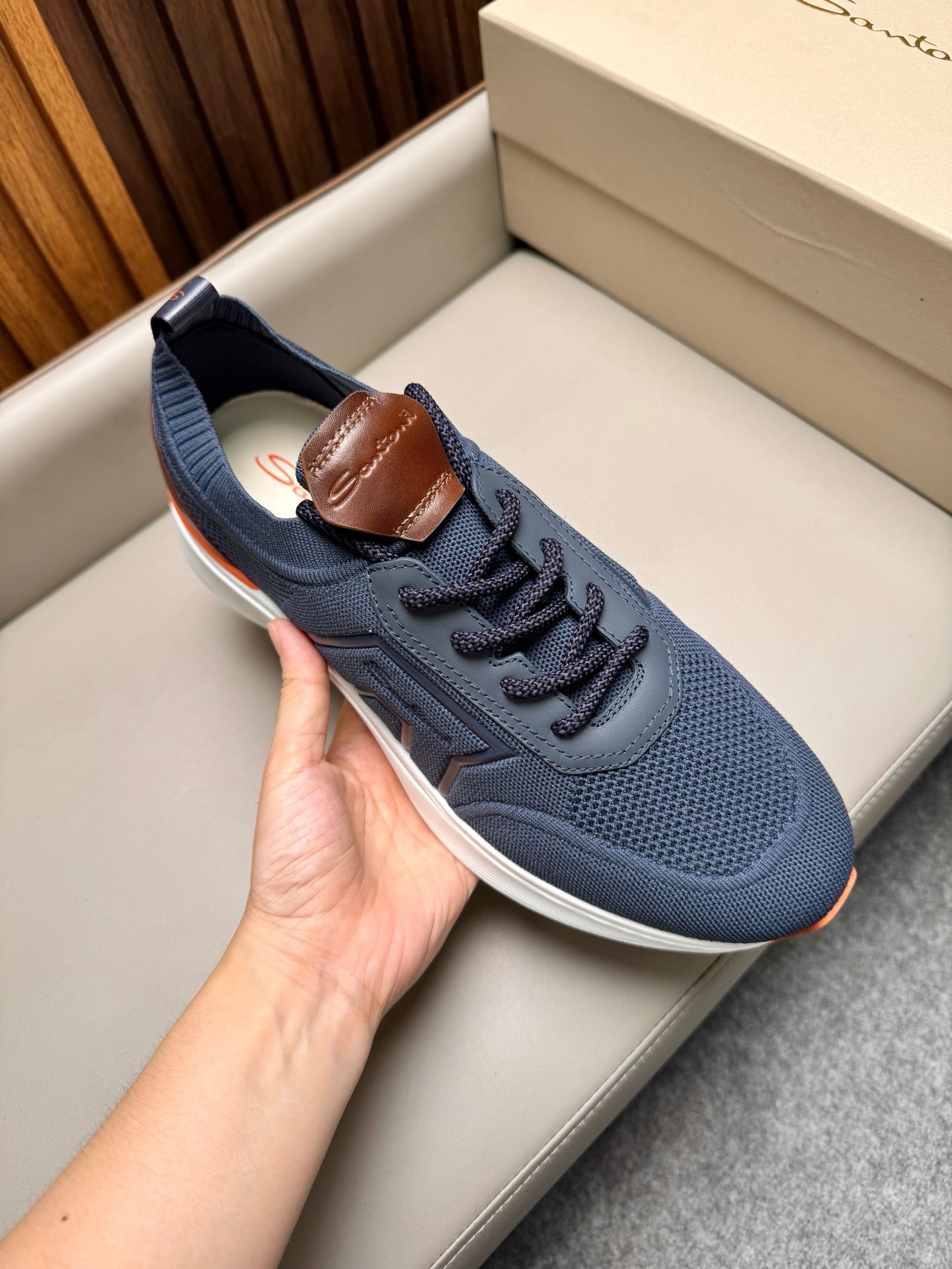 Кроссовки мужские Santoni синего цвета