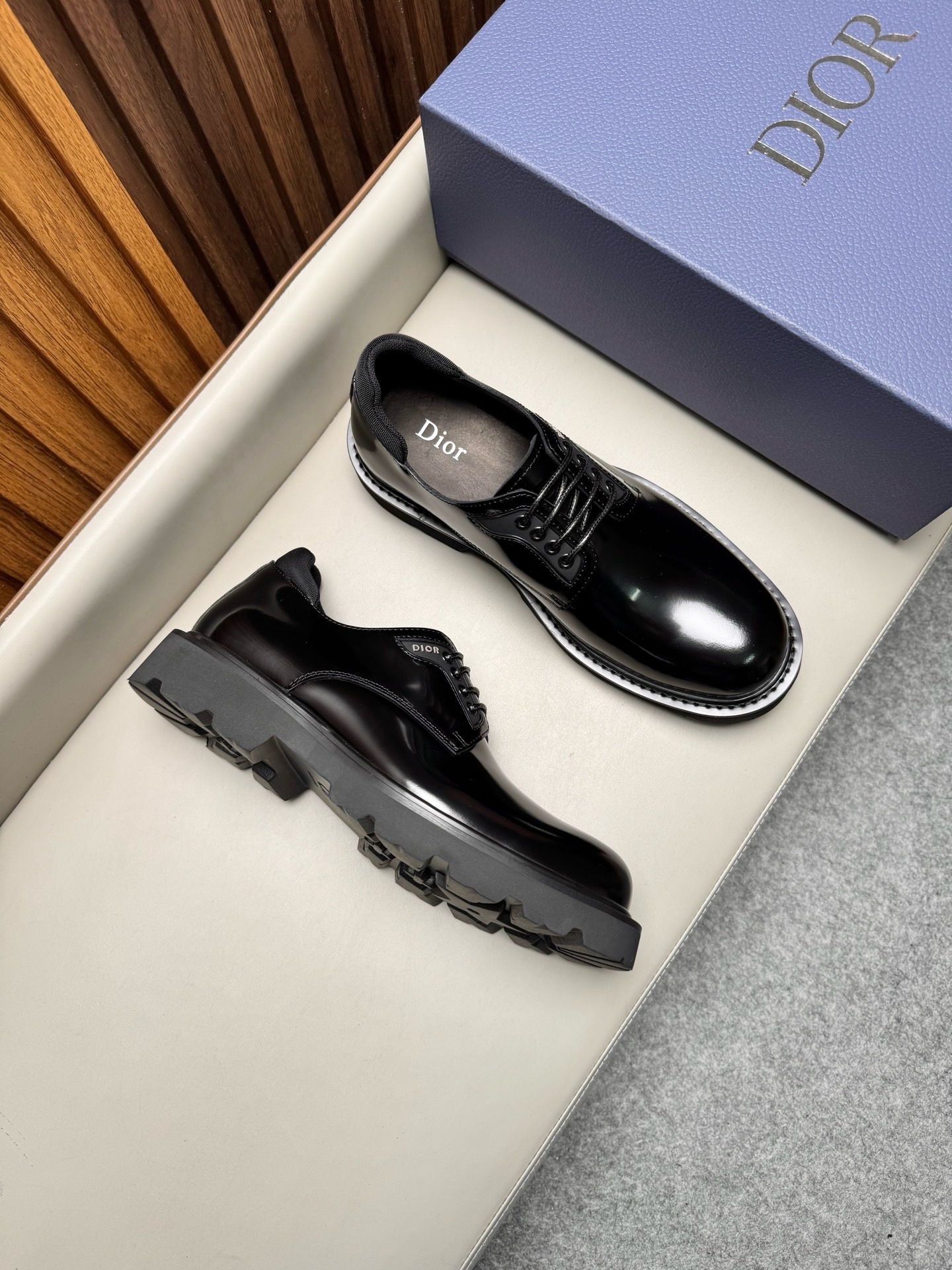 Дерби мужские в стиле Dior Homme чёрного цвета